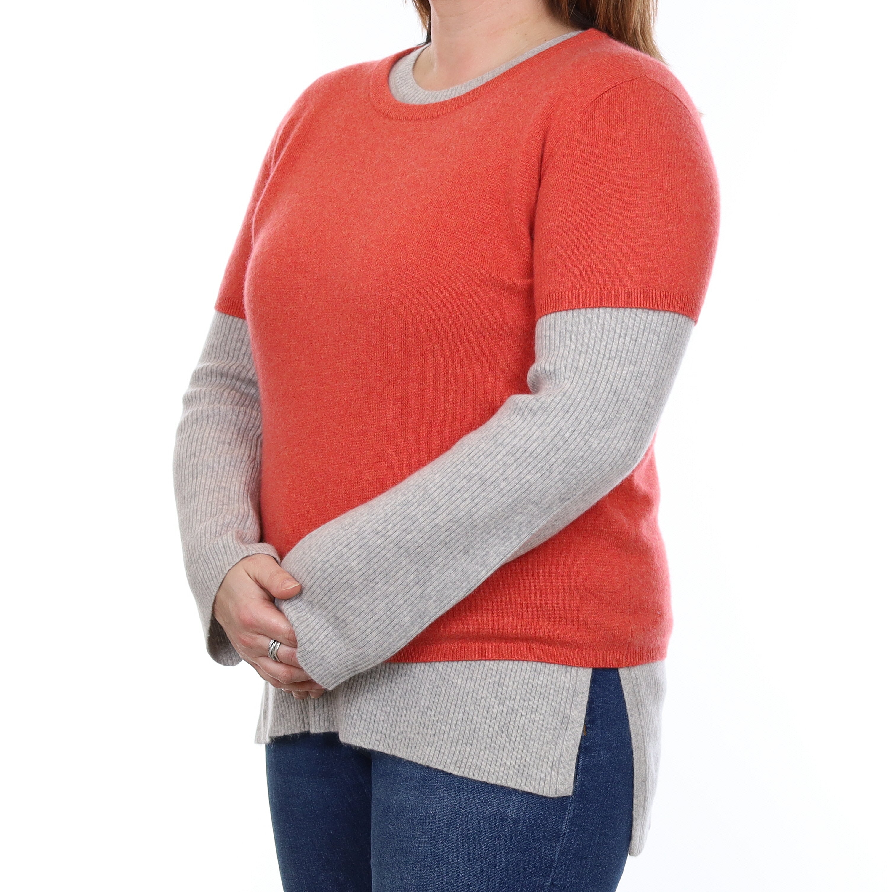 Brand New Watermelon Orange Cashmere Crew Neck T-Shirt Large UK 16-18