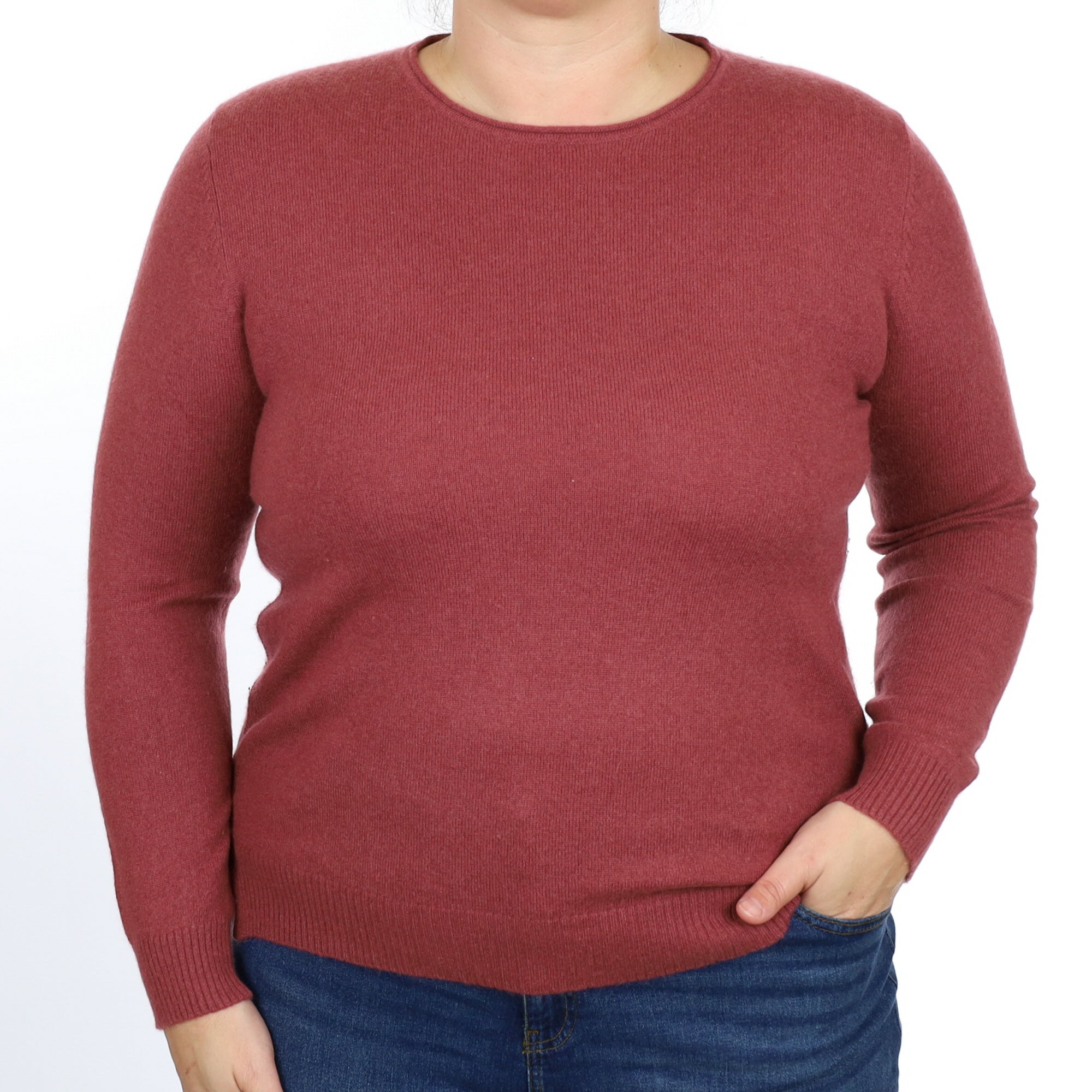 Dusky Heather Cashmere Crew Neck Jumper Large