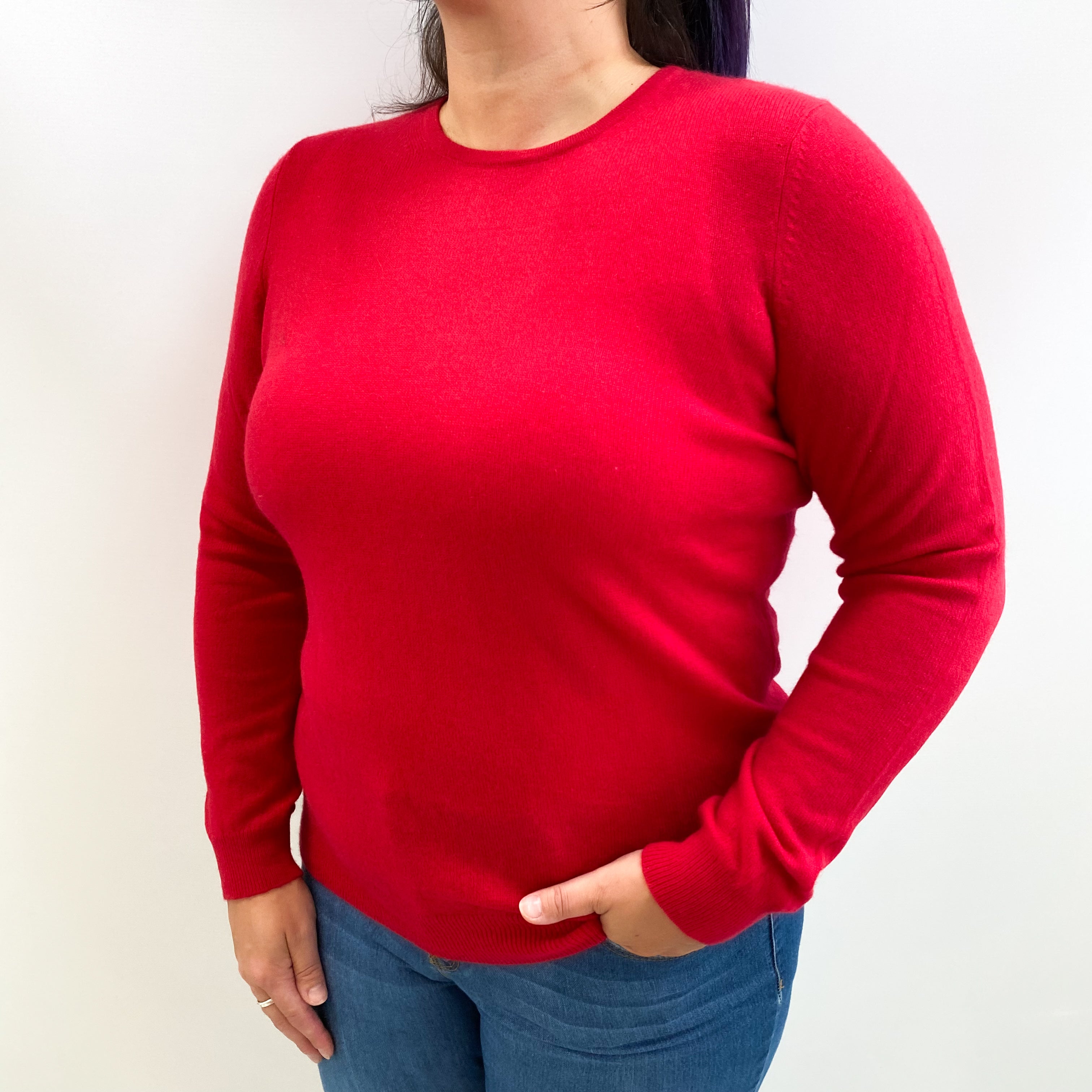 Berry Red Cashmere Crew Neck Jumper Large