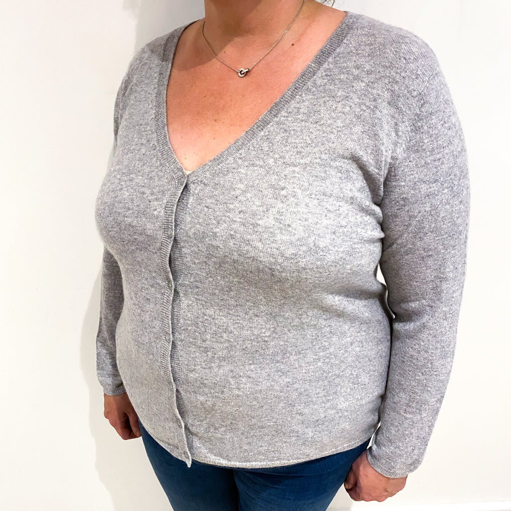 Smoke Grey Cashmere V Neck Cardigan Extra Large