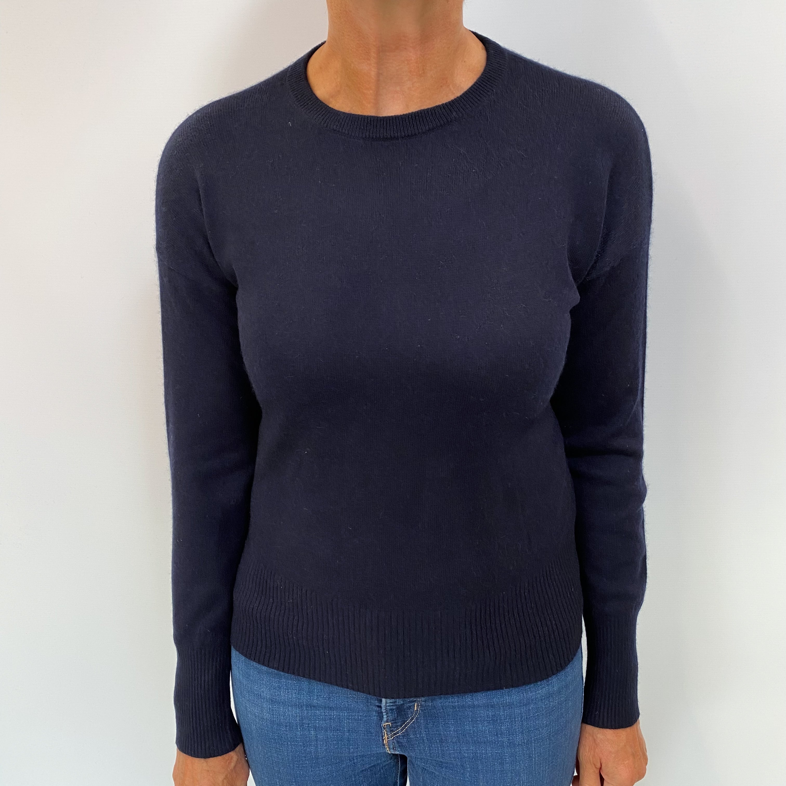 Navy Blue Cashmere Crew Neck Jumper Medium