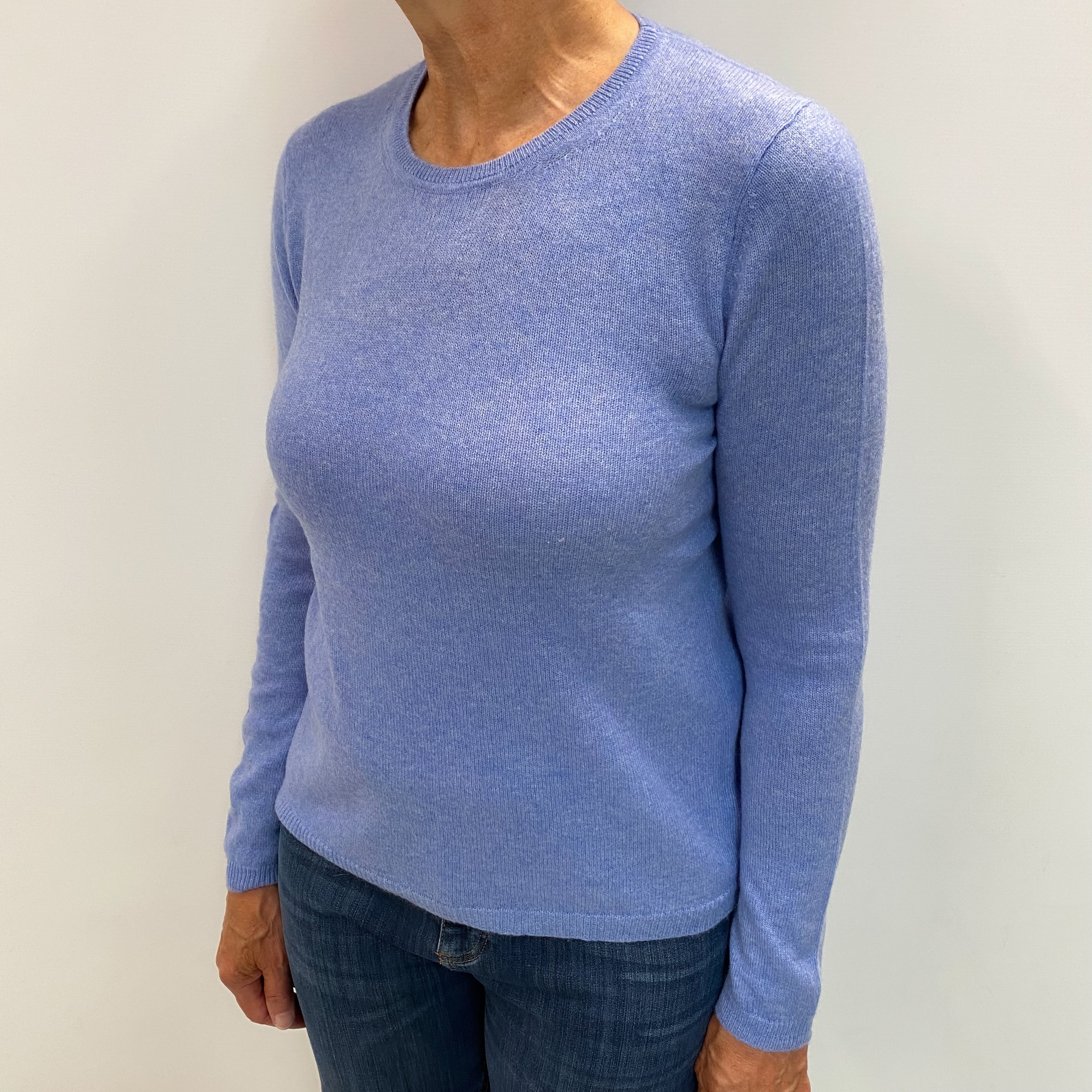 Cornflower Blue Cashmere Crew Neck Jumper Medium
