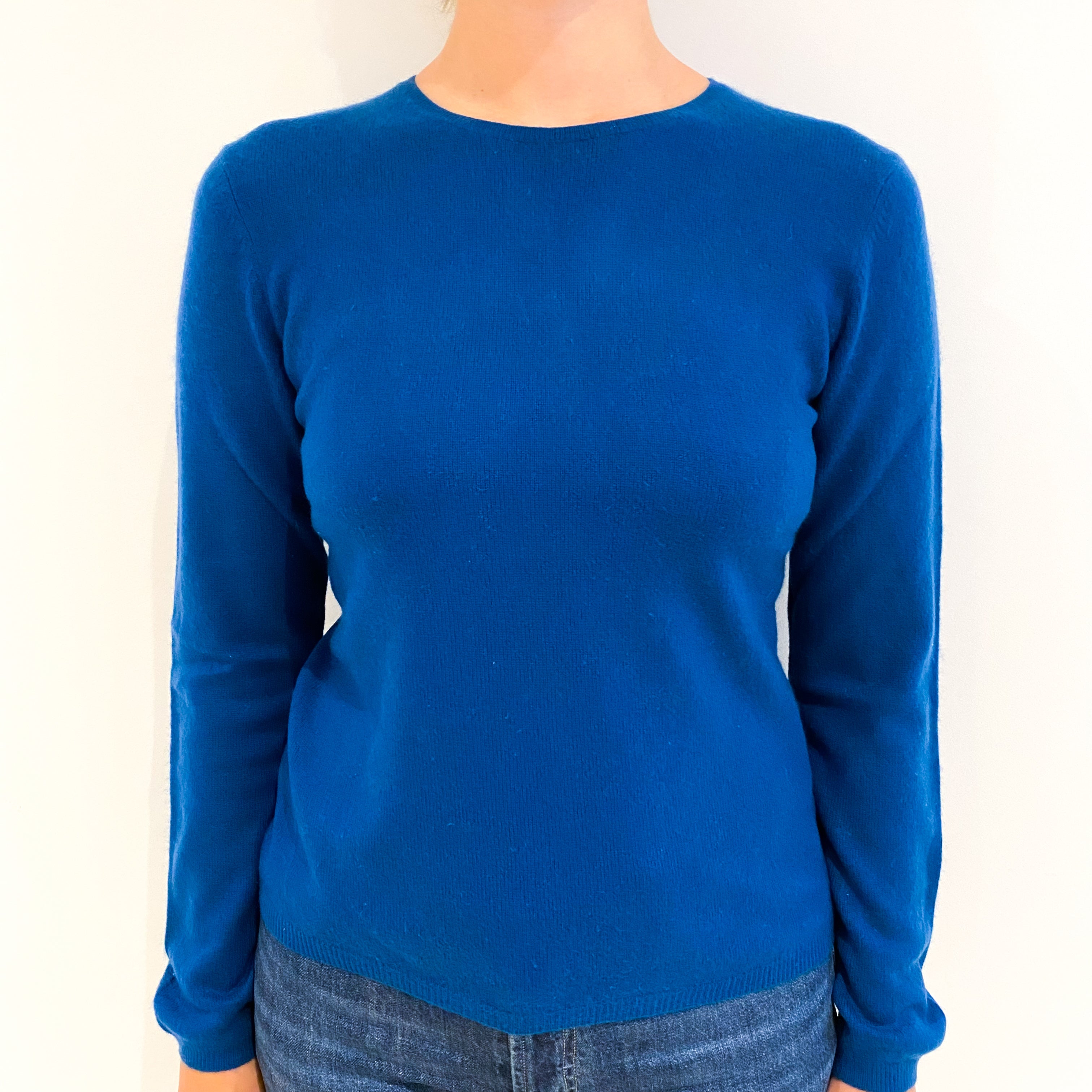 Teal Blue Cashmere Crew Neck Jumper Small