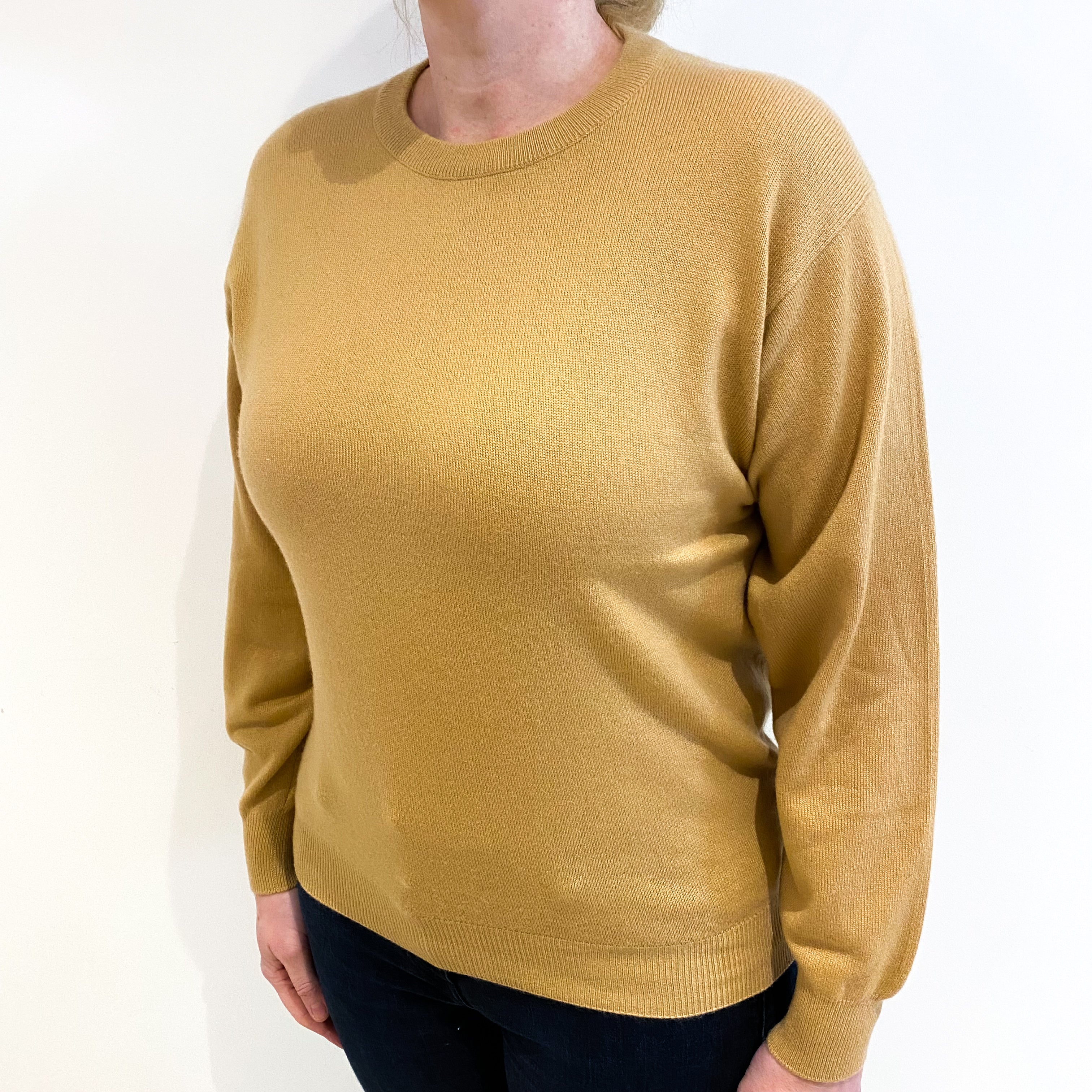 Caramel Brown Cashmere Crew Neck Jumper Large