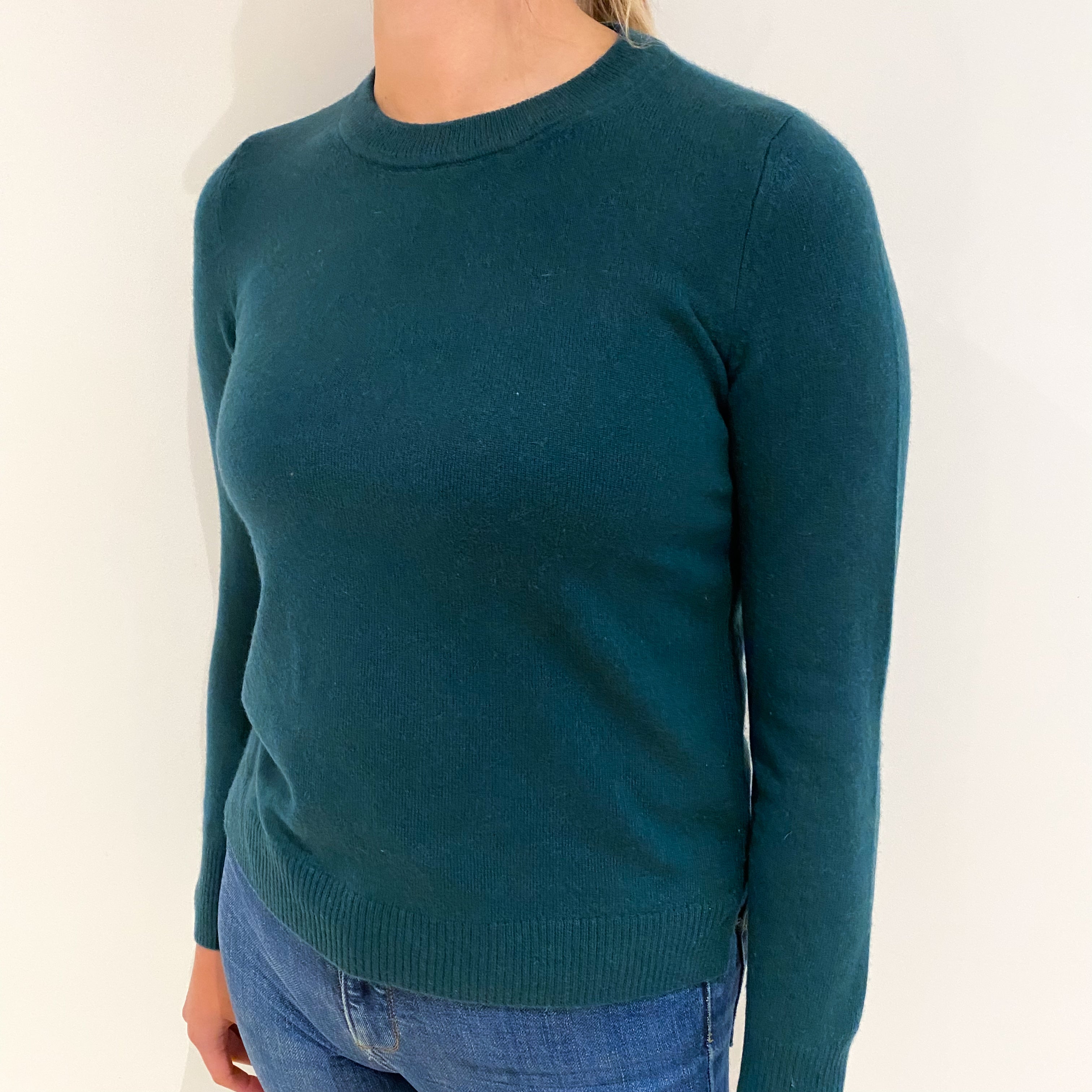 Forest Green Cashmere Crew Neck Jumper Small