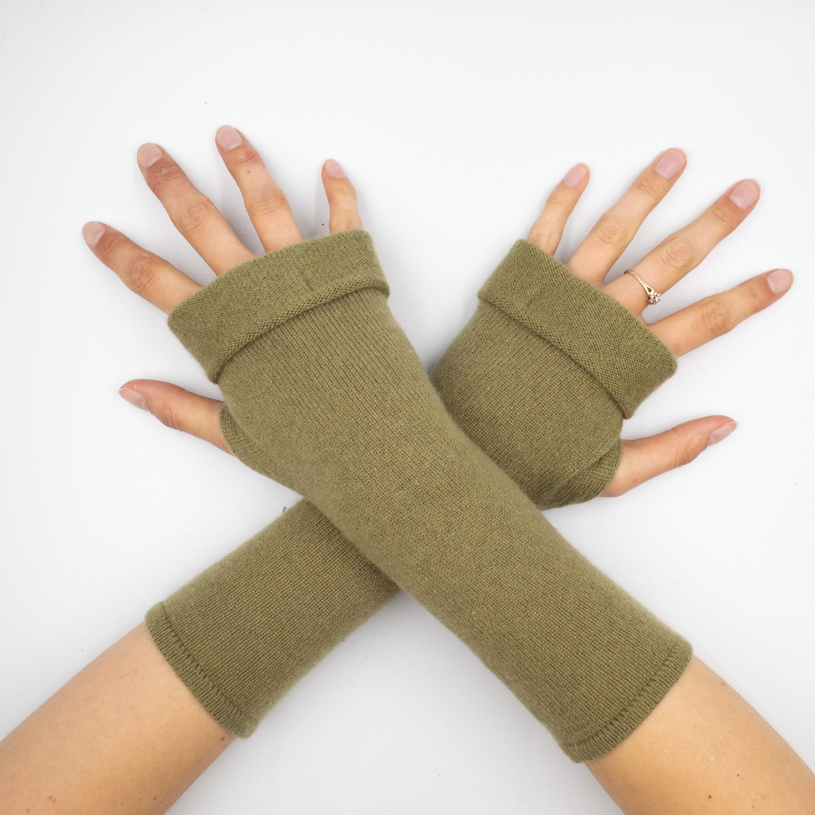 Olive Green Fingerless Gloves