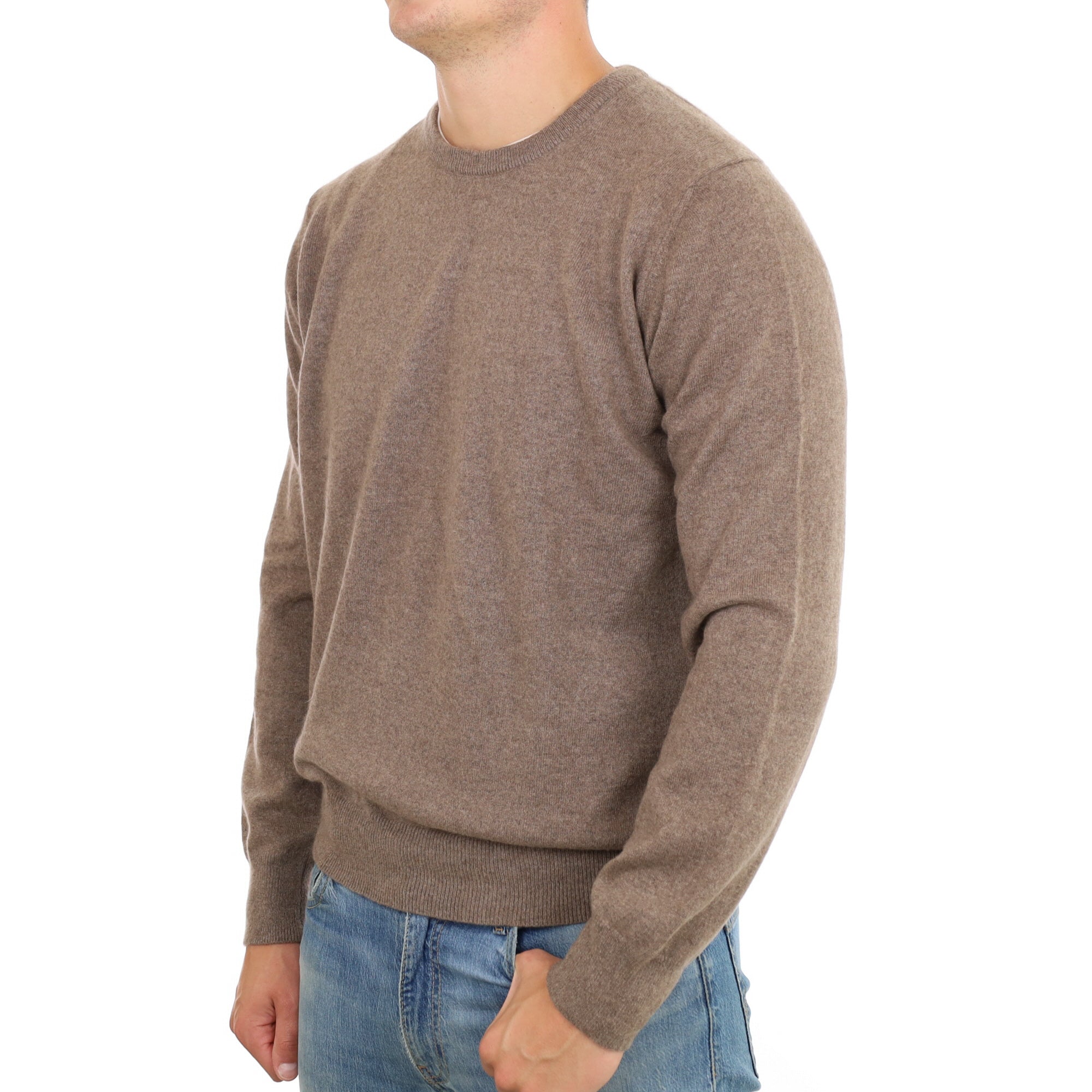 Men's Mink Brown Cashmere Crew Neck Jumper XXL