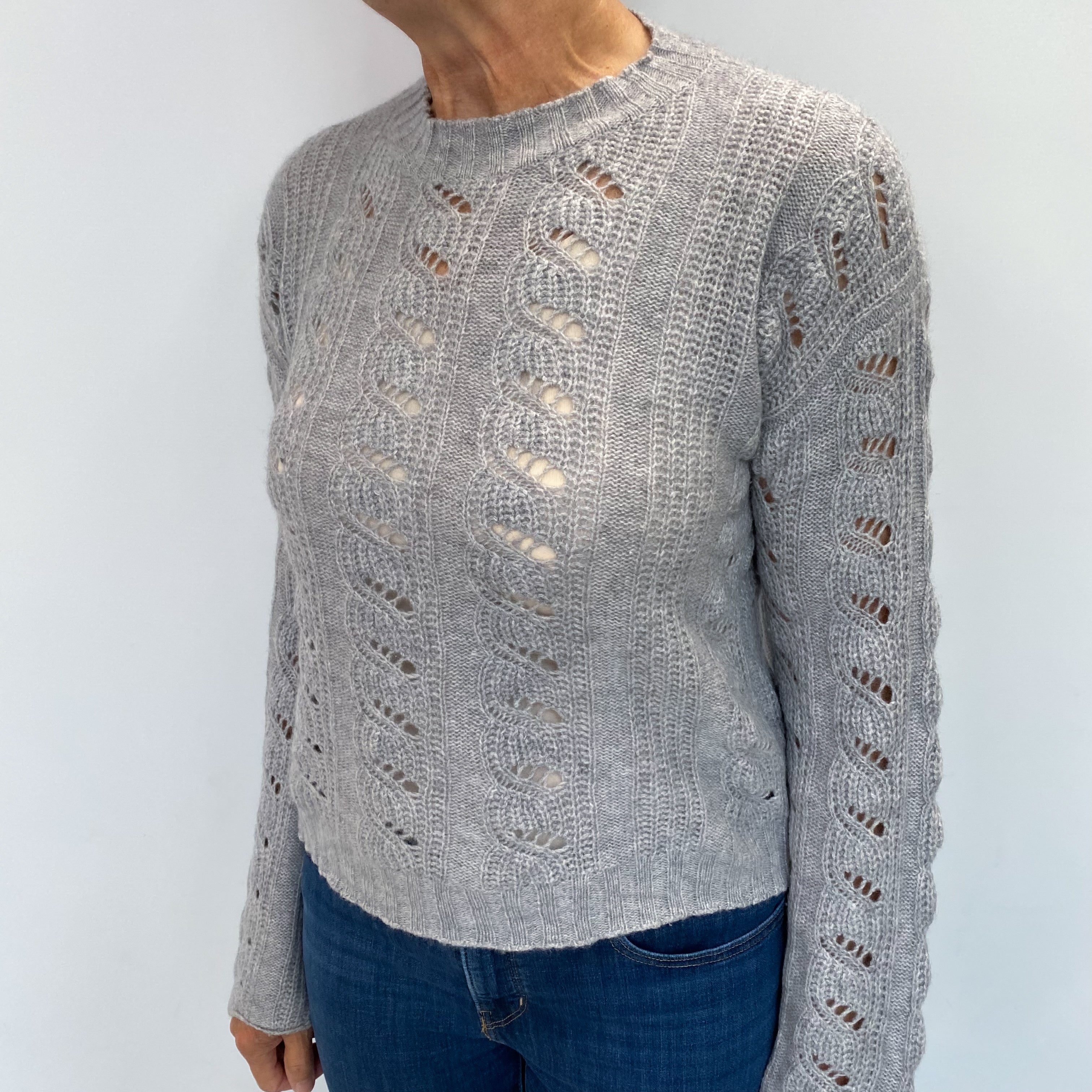 Smoke Grey Cashmere Crew Neck Jumper Medium