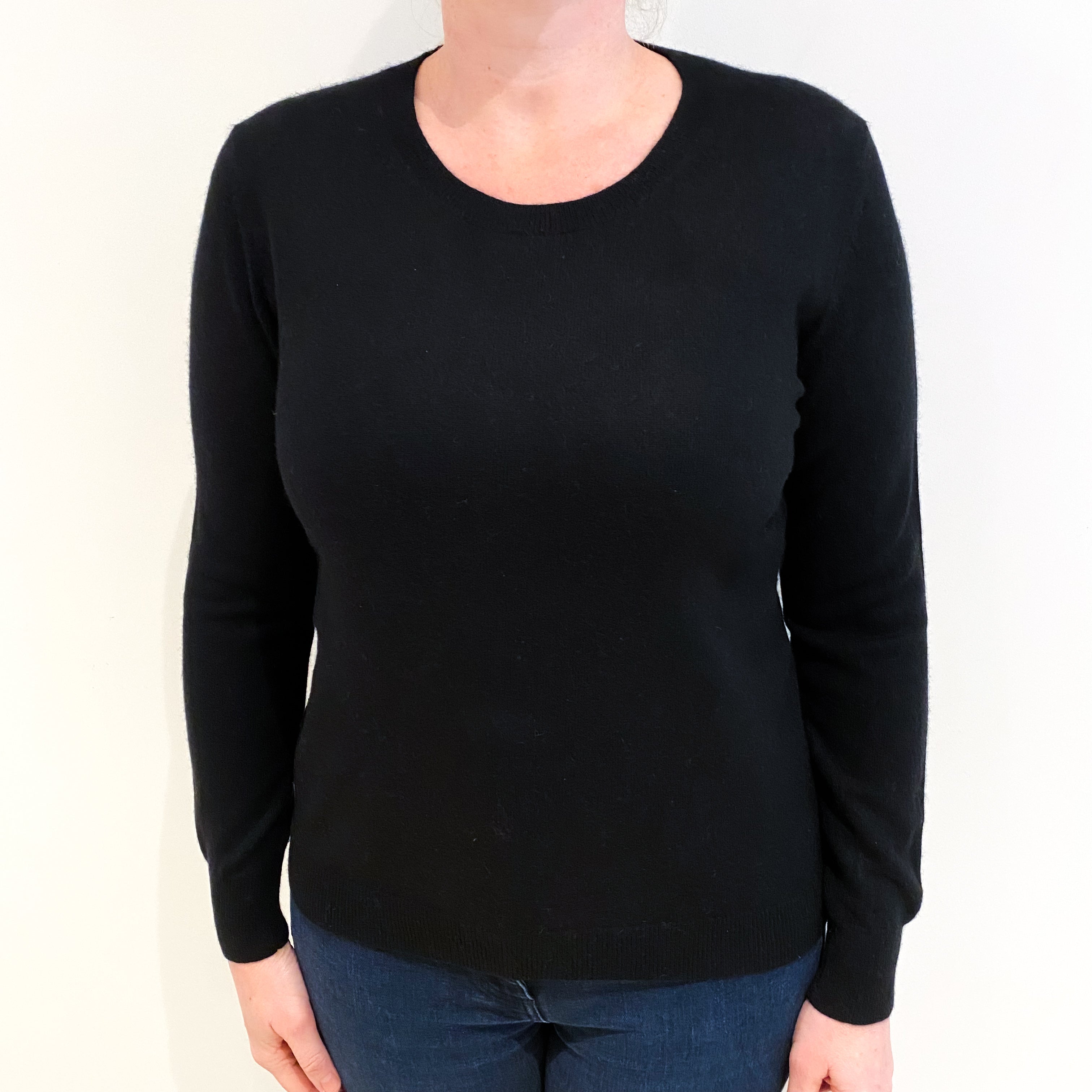 Black Cashmere Crew Neck Jumper Large