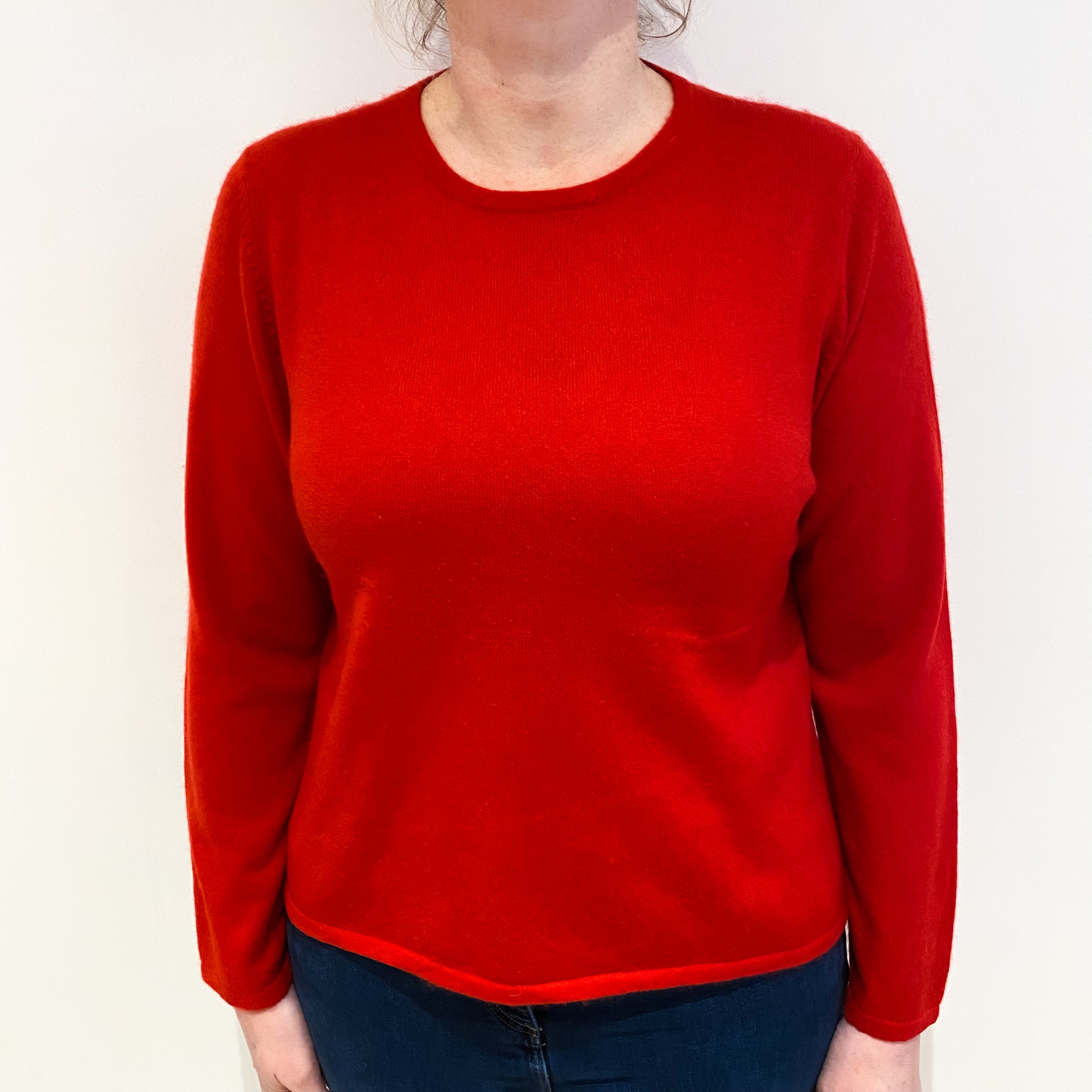 Scarlet Red Cashmere Crew Neck Jumper Large