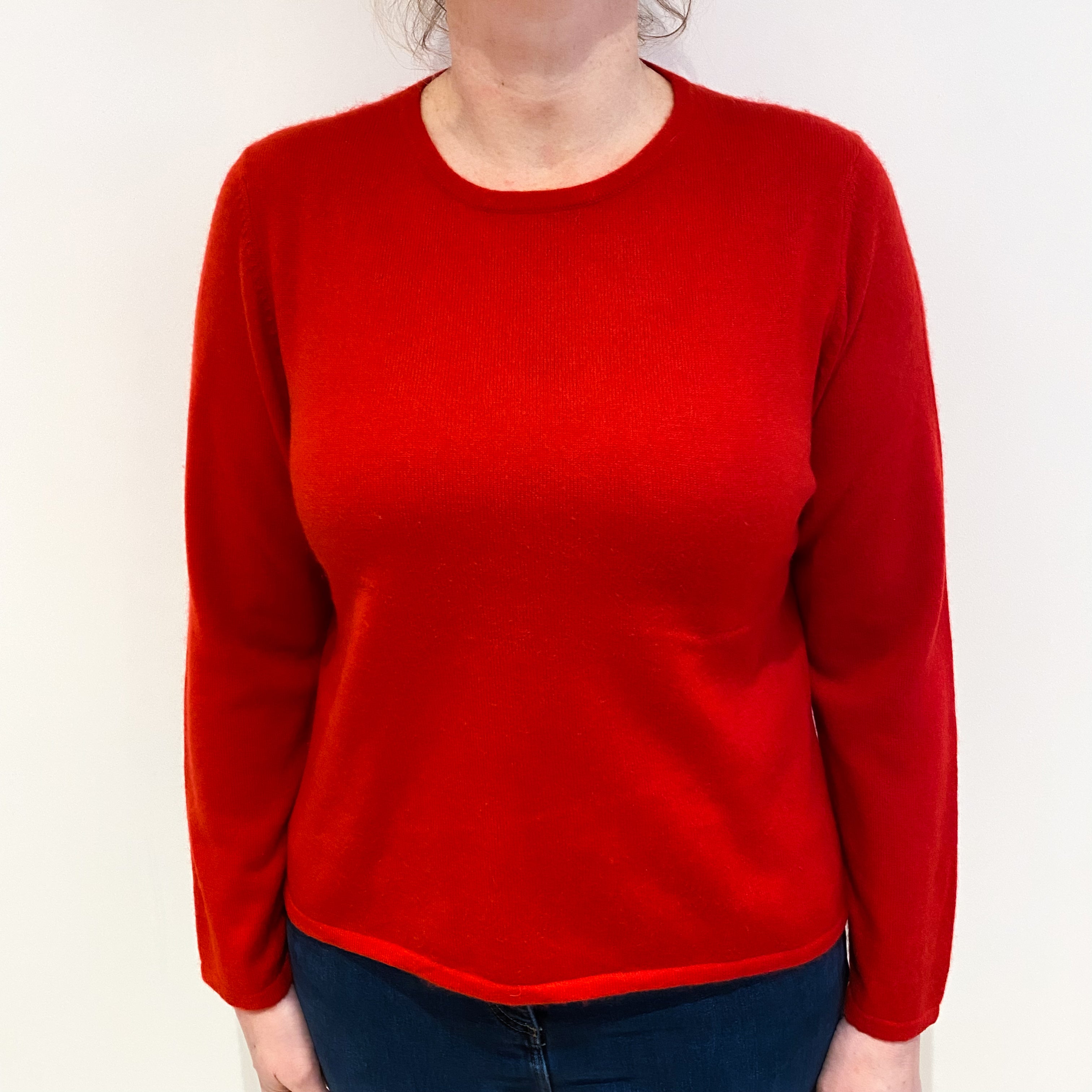 Scarlet Red Cashmere Crew Neck Jumper Large