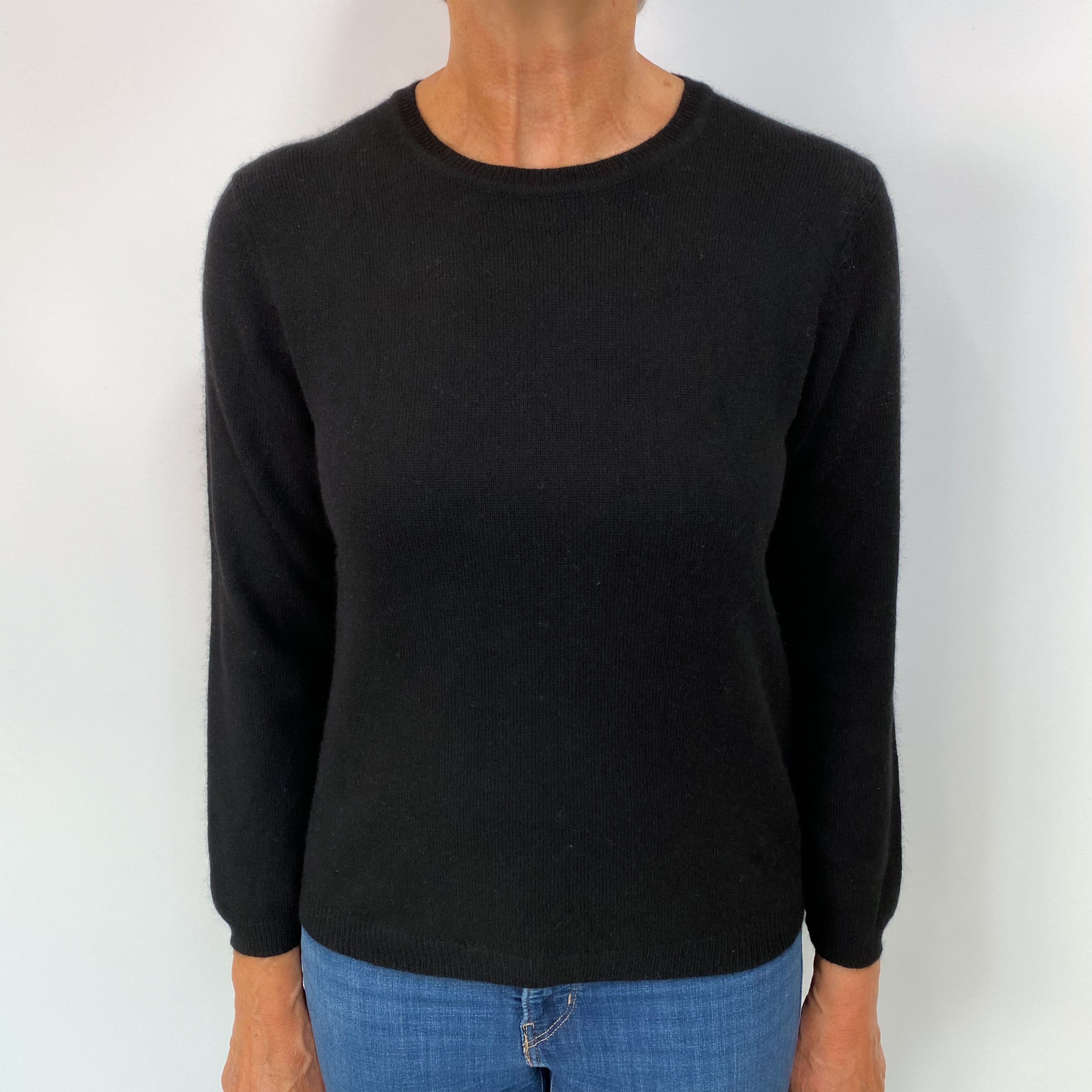 Black Cashmere Crew Neck Jumper Medium