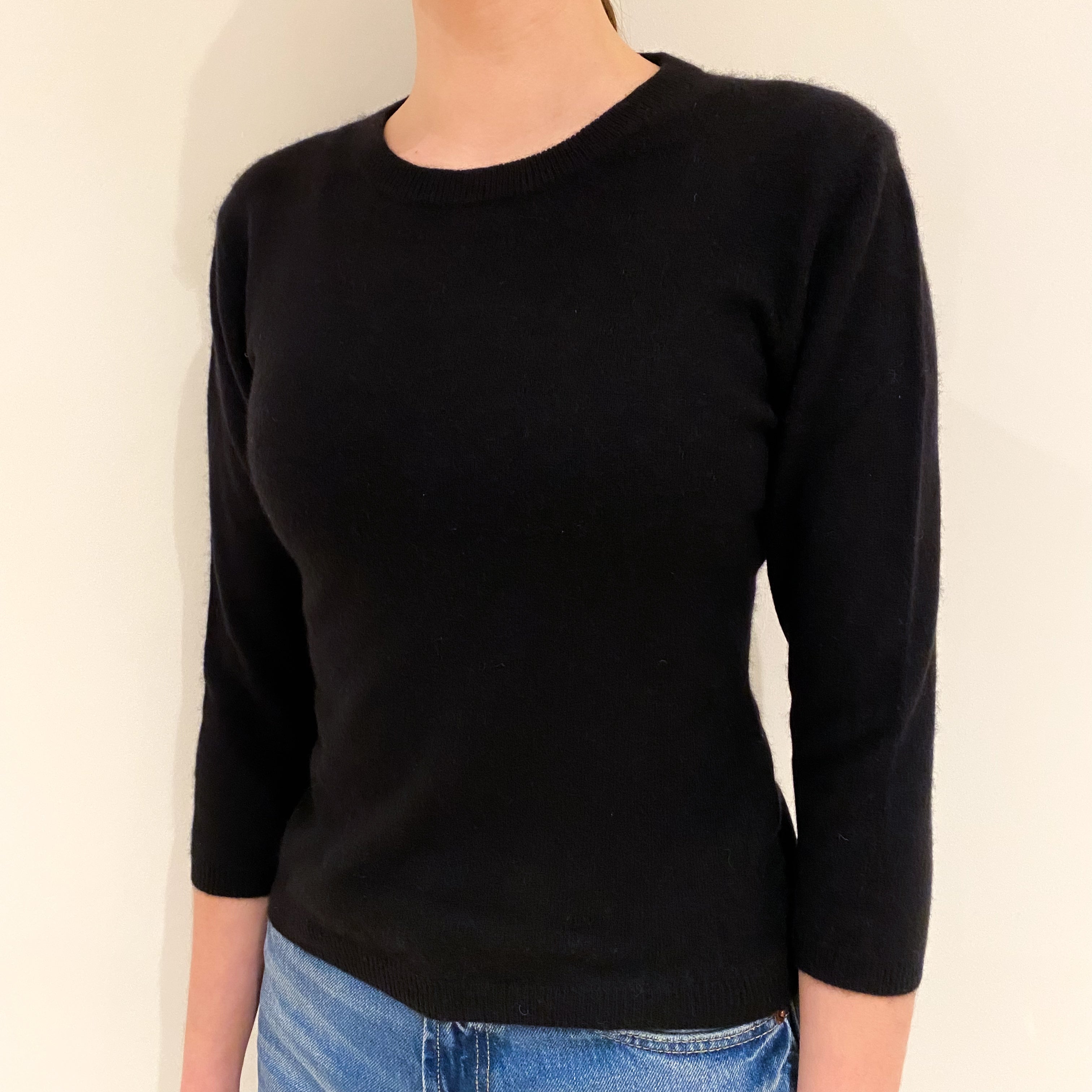 Black Cashmere Crew Neck Jumper Extra Small