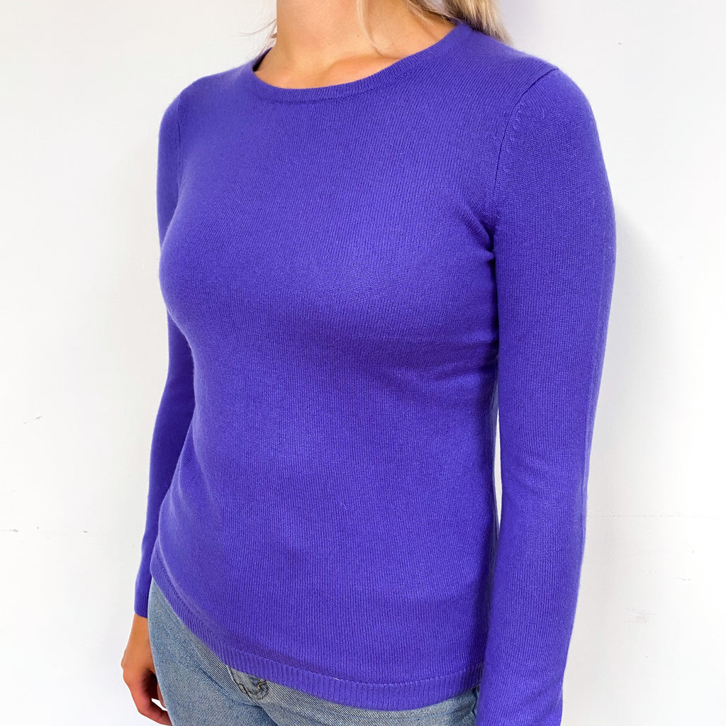 Bluebell Purple Cashmere Crew Neck Jumper Small/Petite