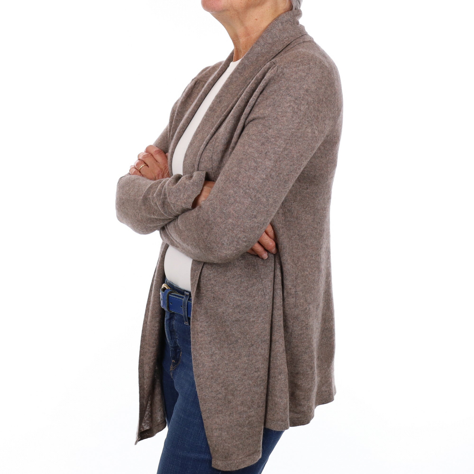 Mocha Brown Cashmere Edge to Edge Cardigan Medium