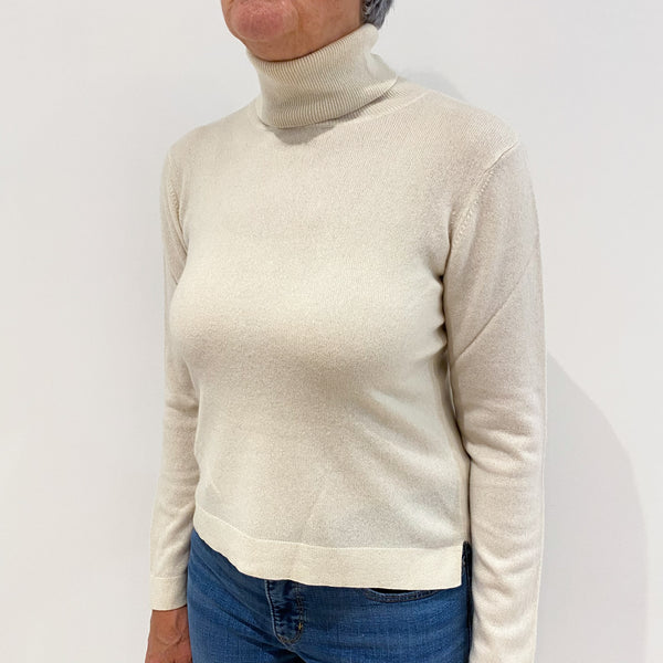 Cream Cashmere Polo Neck Jumper Medium