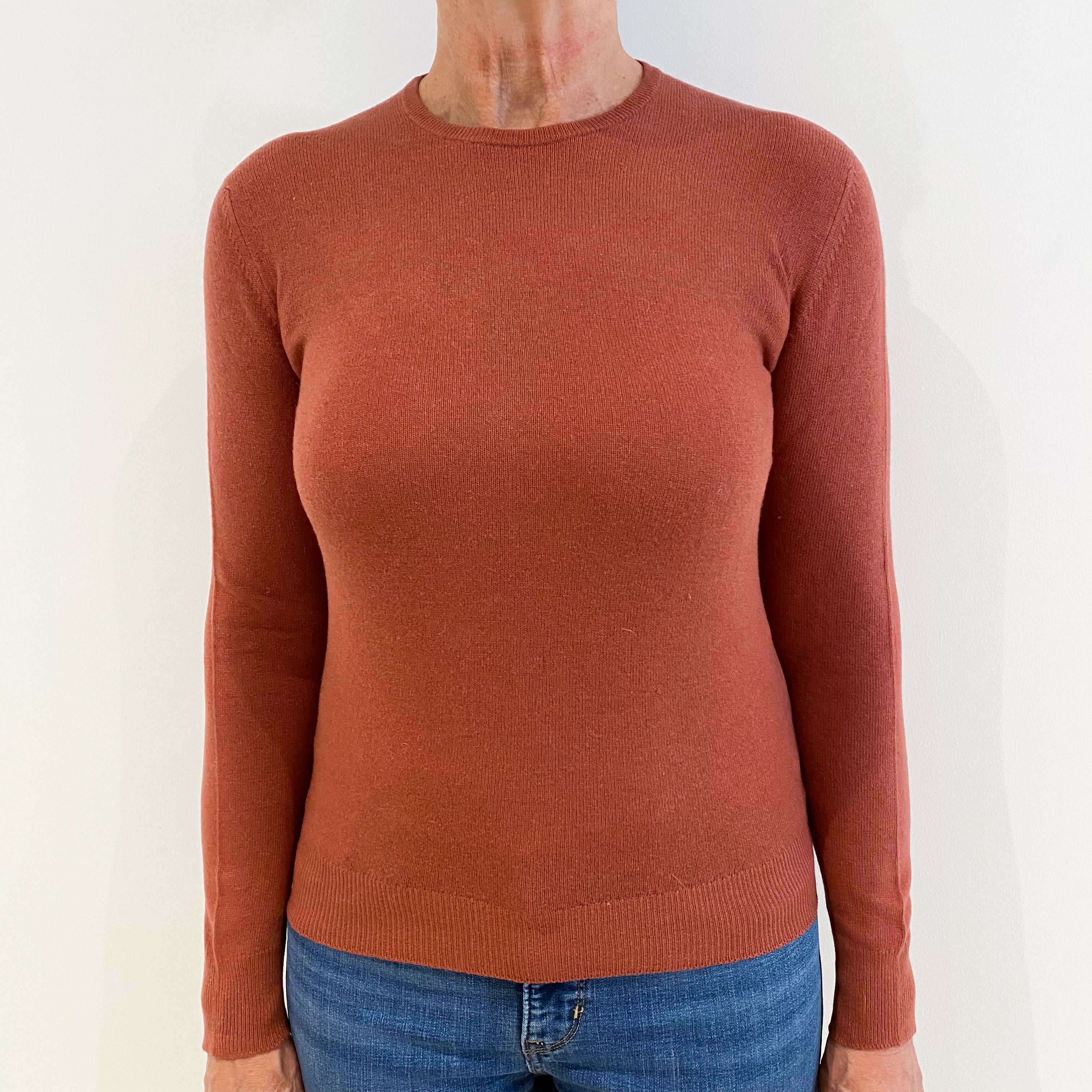 Scottish Vintage Pale Terracotta Red Cashmere Crew Neck Jumper Medium
