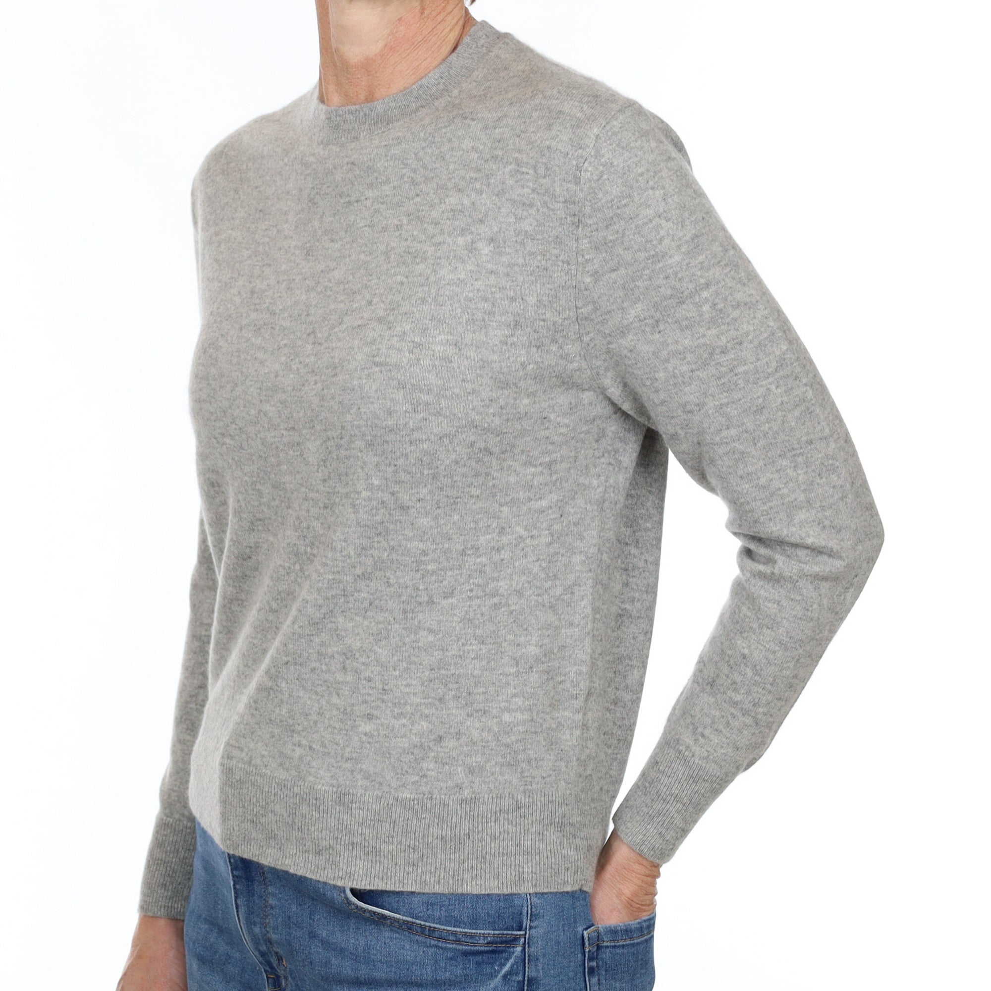 Smoke Grey Cashmere Crew Neck Jumper Small