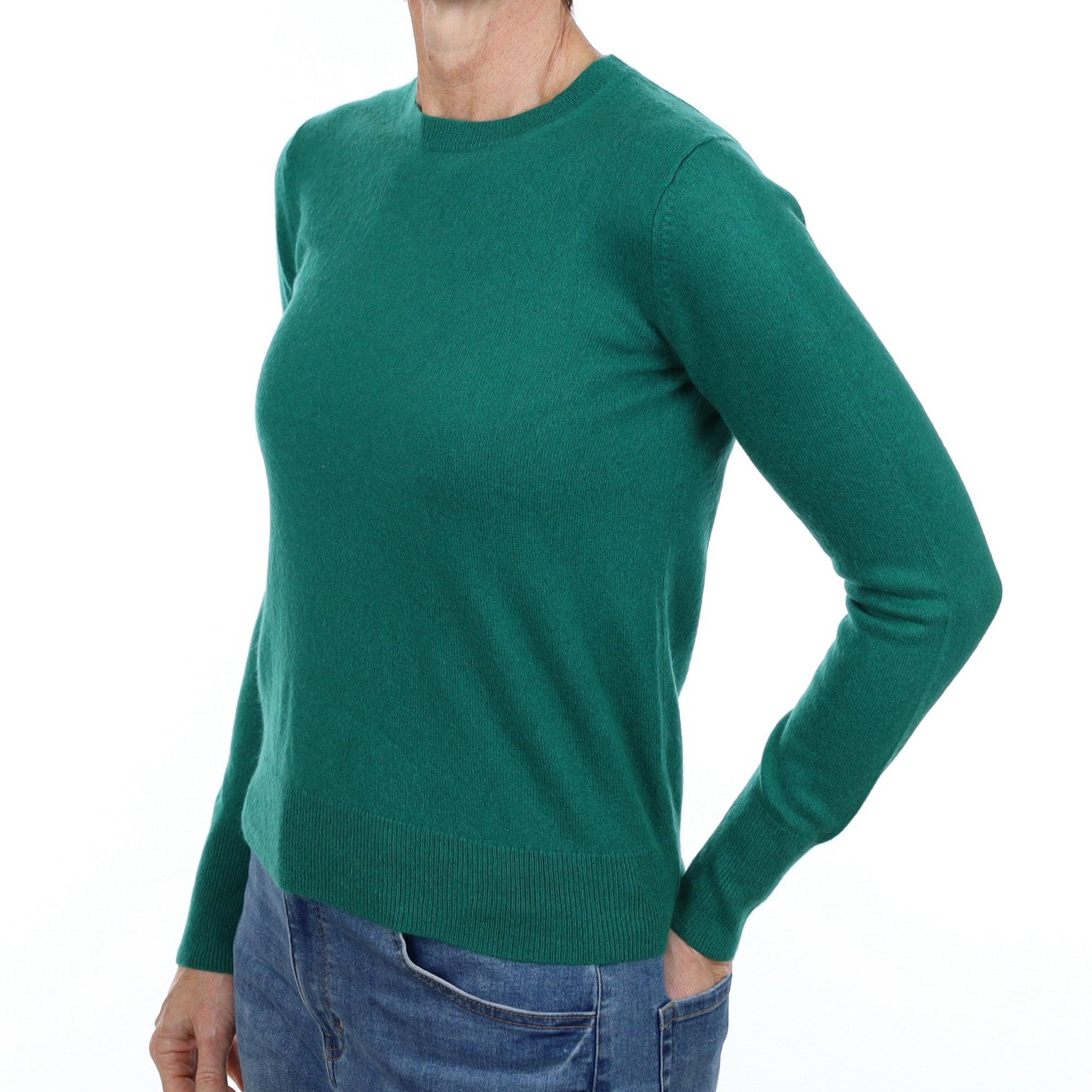 Emerald Green Cashmere Crew Neck Jumper Small