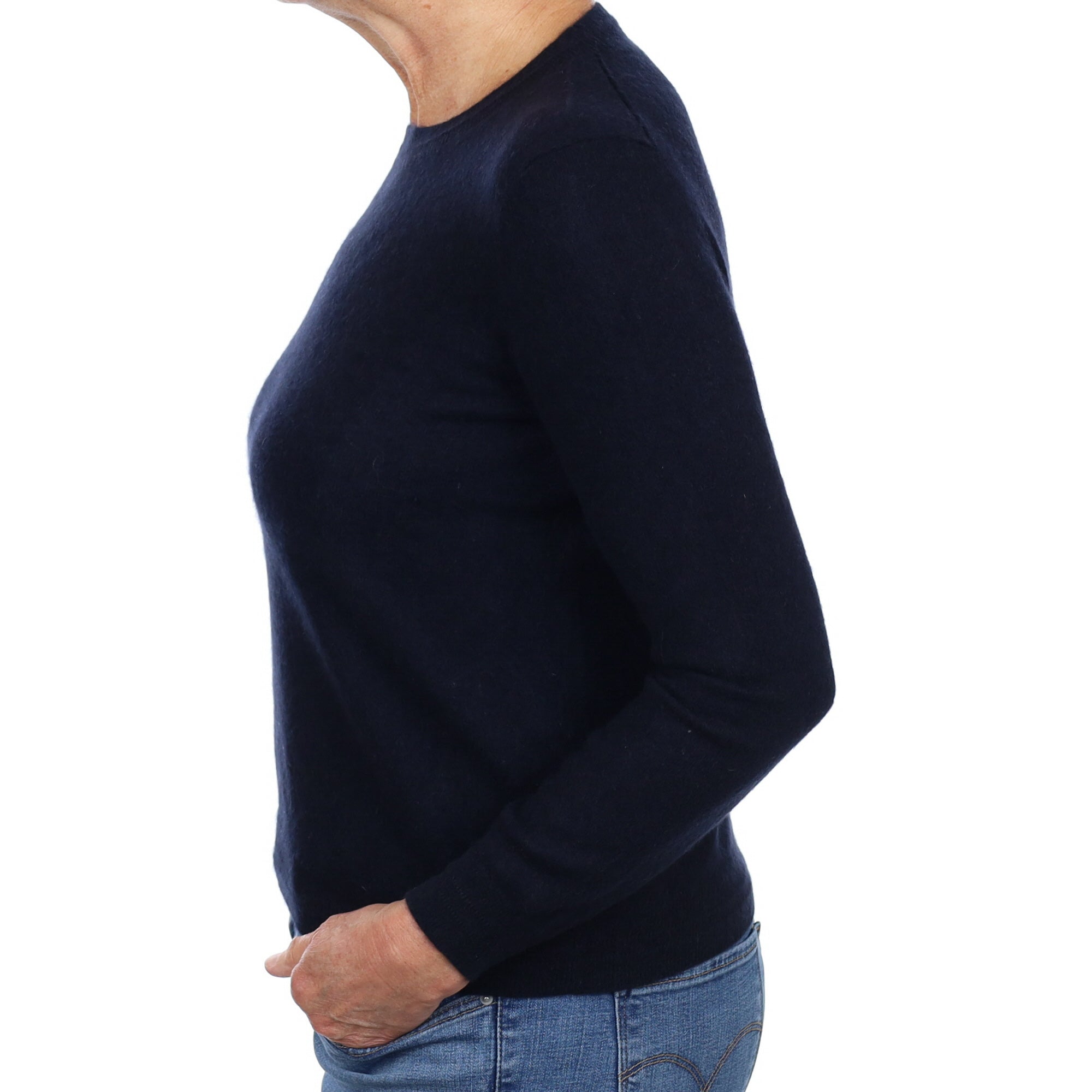 Dark Navy Cashmere Crew Neck Jumper Medium