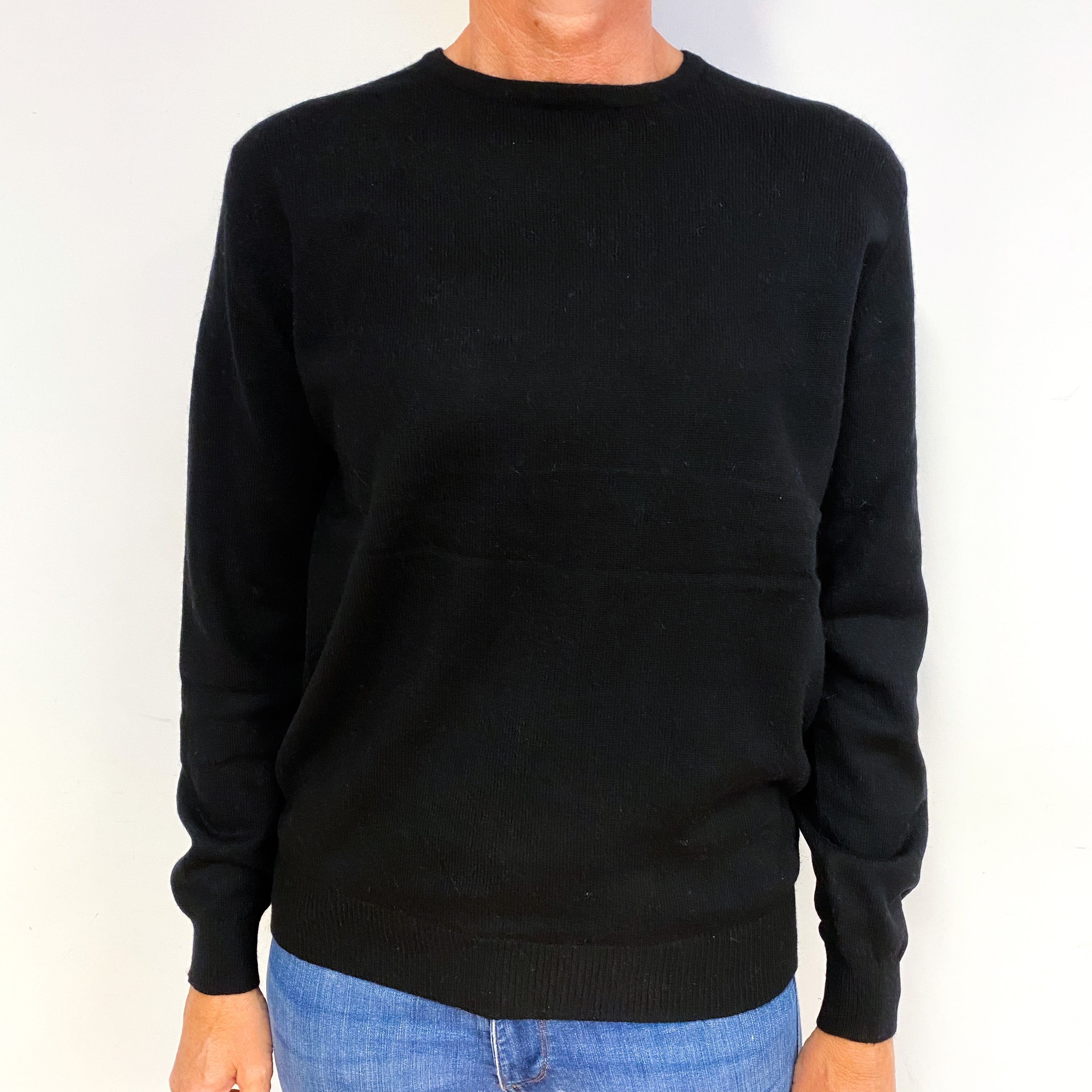 Black Cashmere Crew Neck Jumper Medium