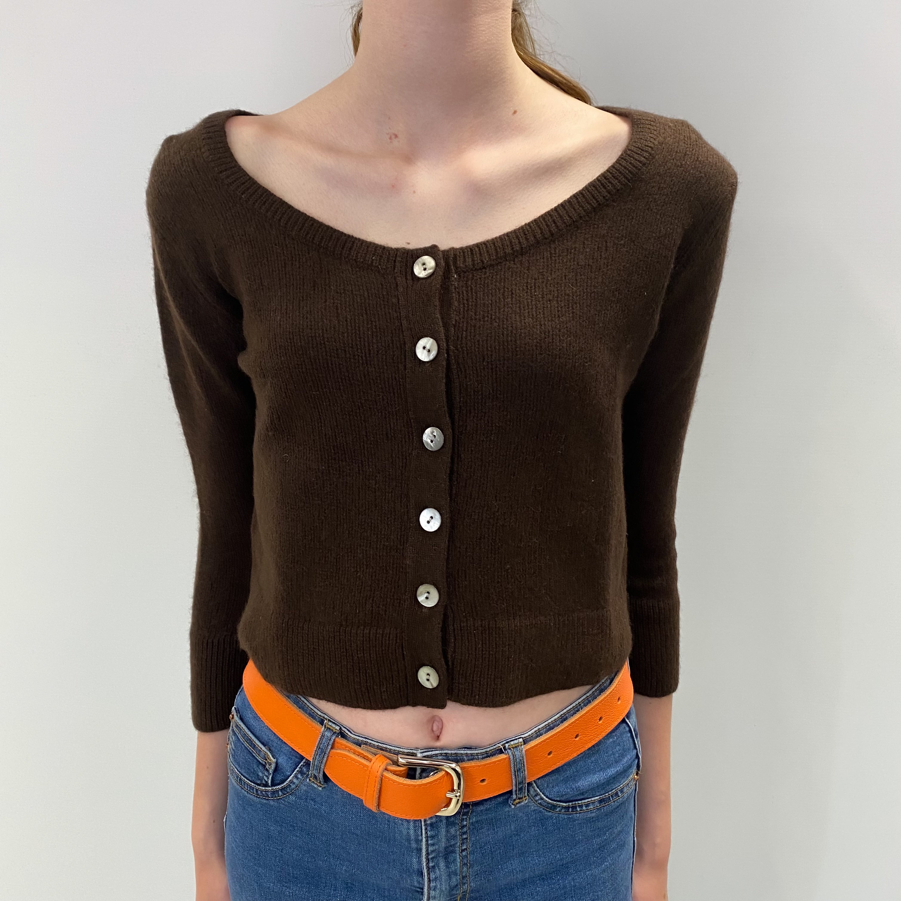 Peppercorn Brown Cashmere Cardigan Extra Small