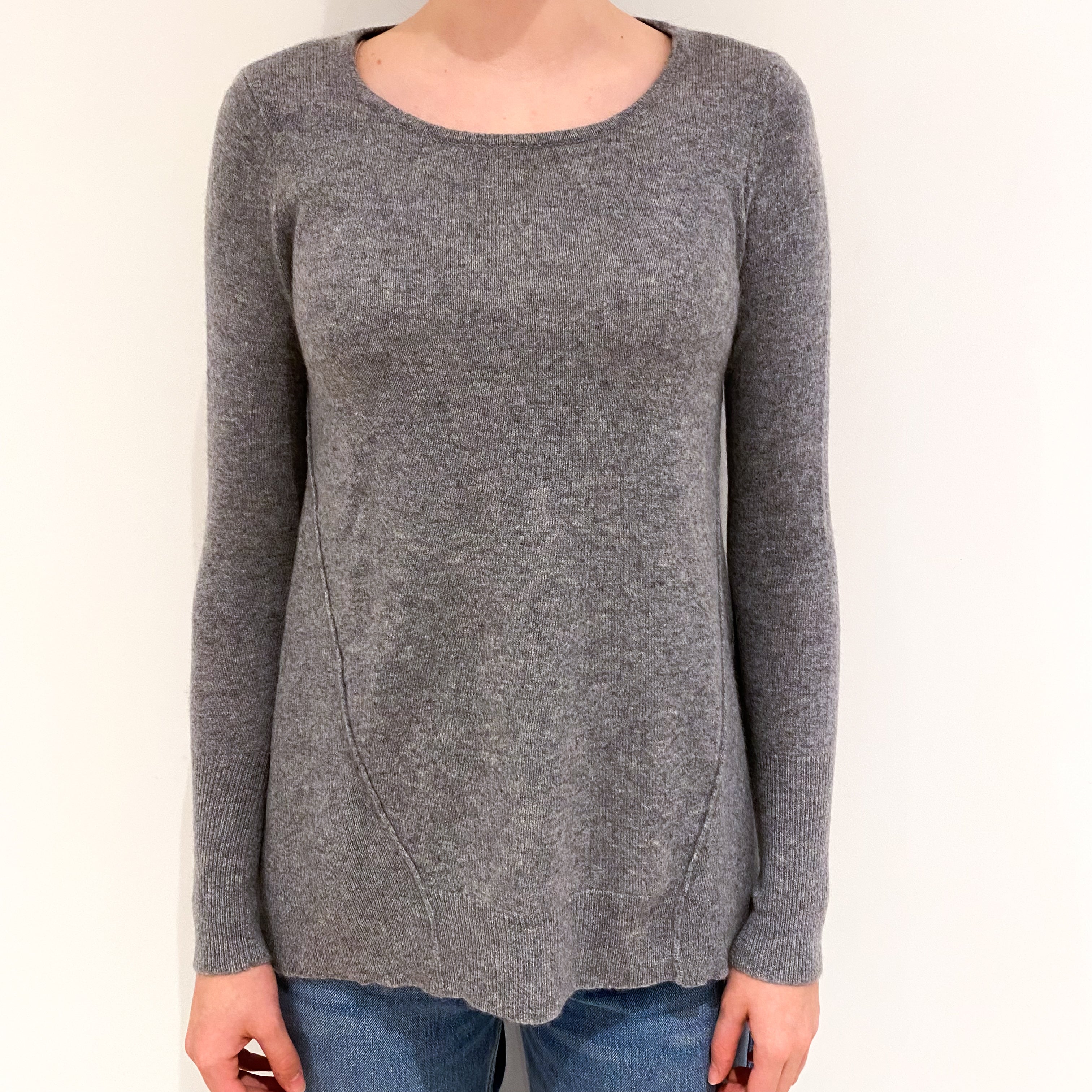 Slate Grey Cashmere Crew Neck Jumper Extra Small