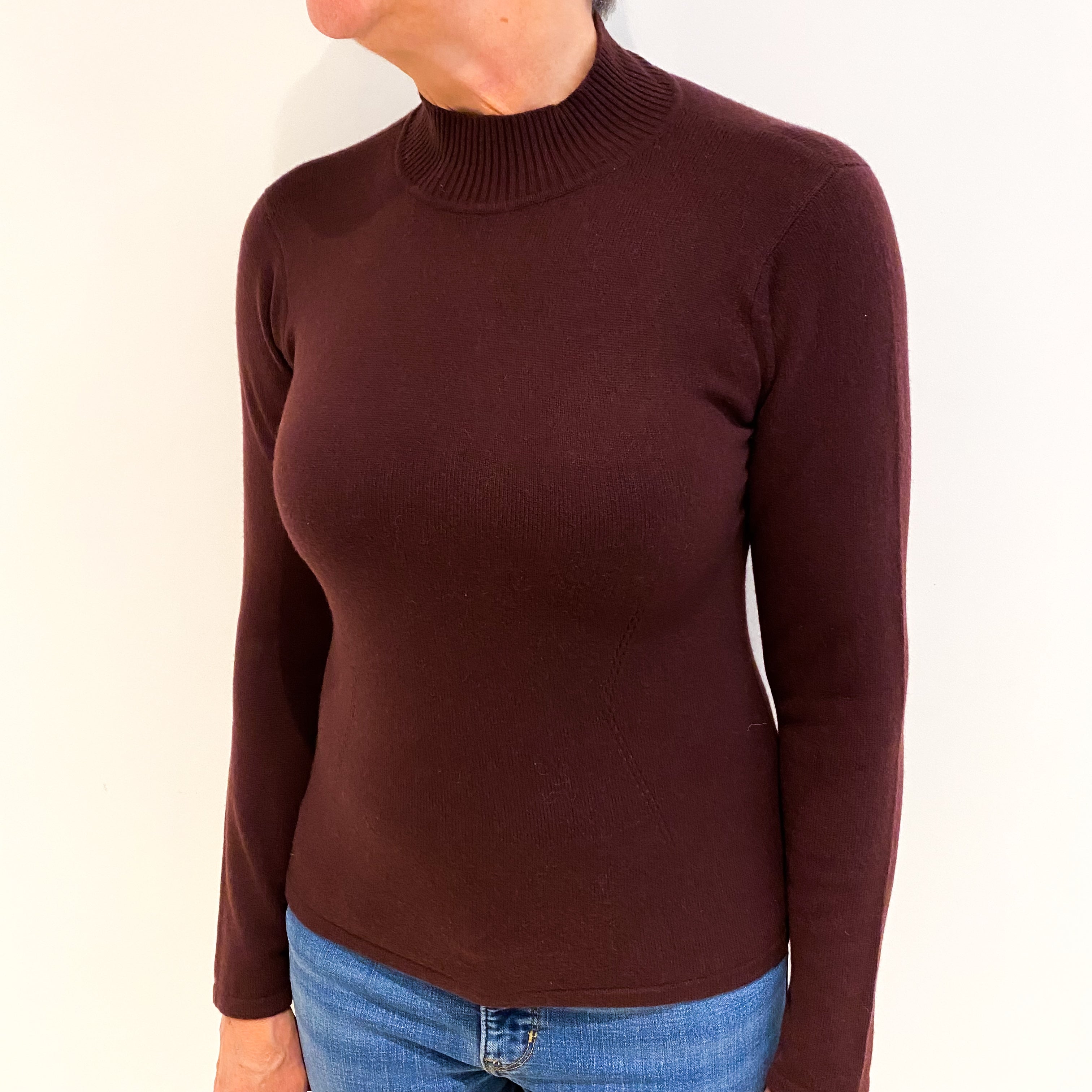 Chocolate Brown Cashmere Turtle Neck Jumper Medium