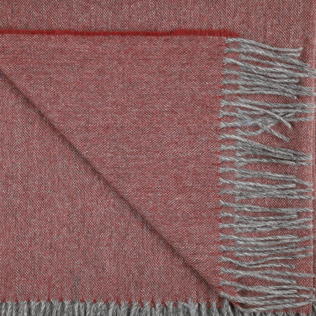 Brand New Scottish Brick Red and Grey Marl Luxury Woven Cashmere Blanket
