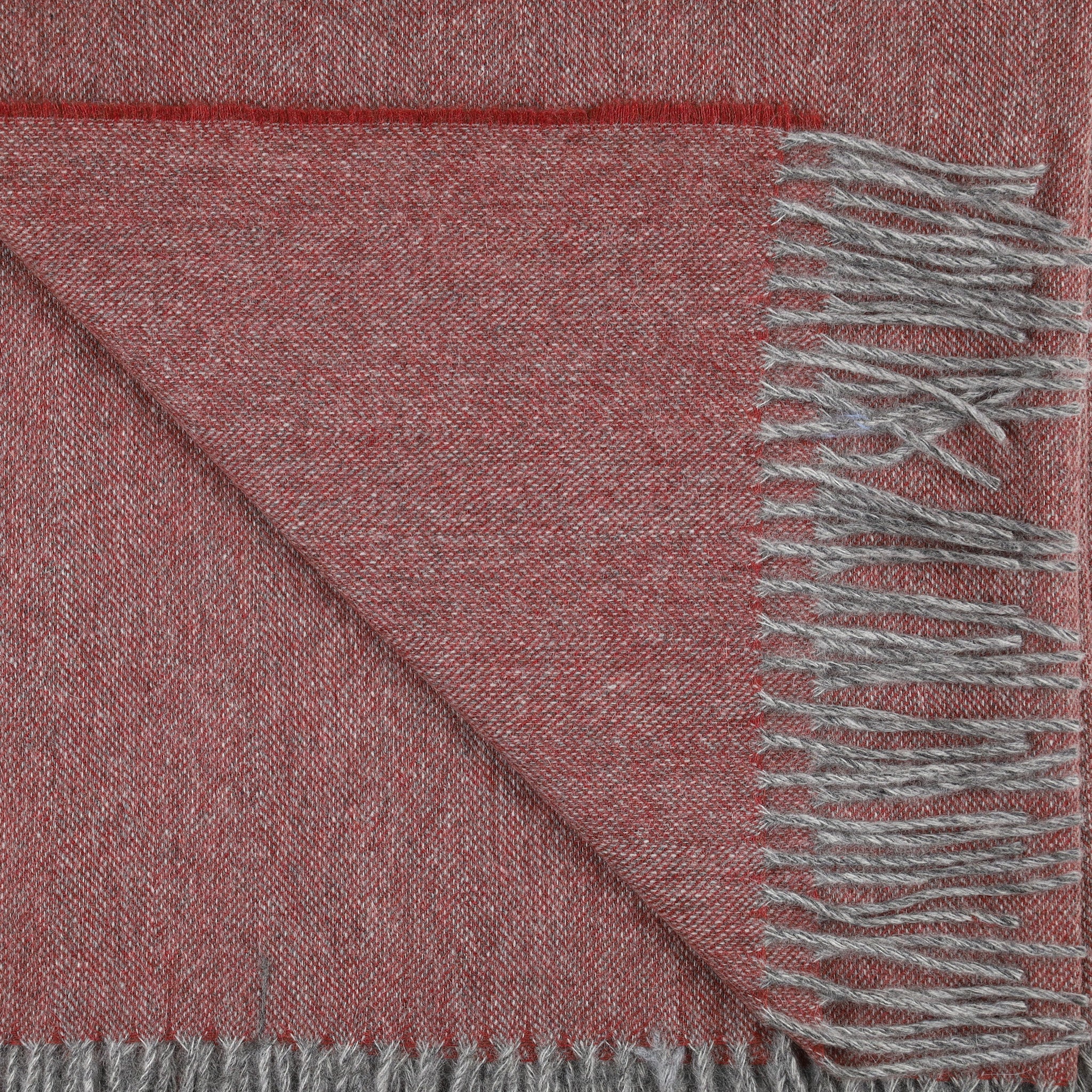 Brand New Scottish Brick Red and Grey Marl Luxury Woven Cashmere Blanket