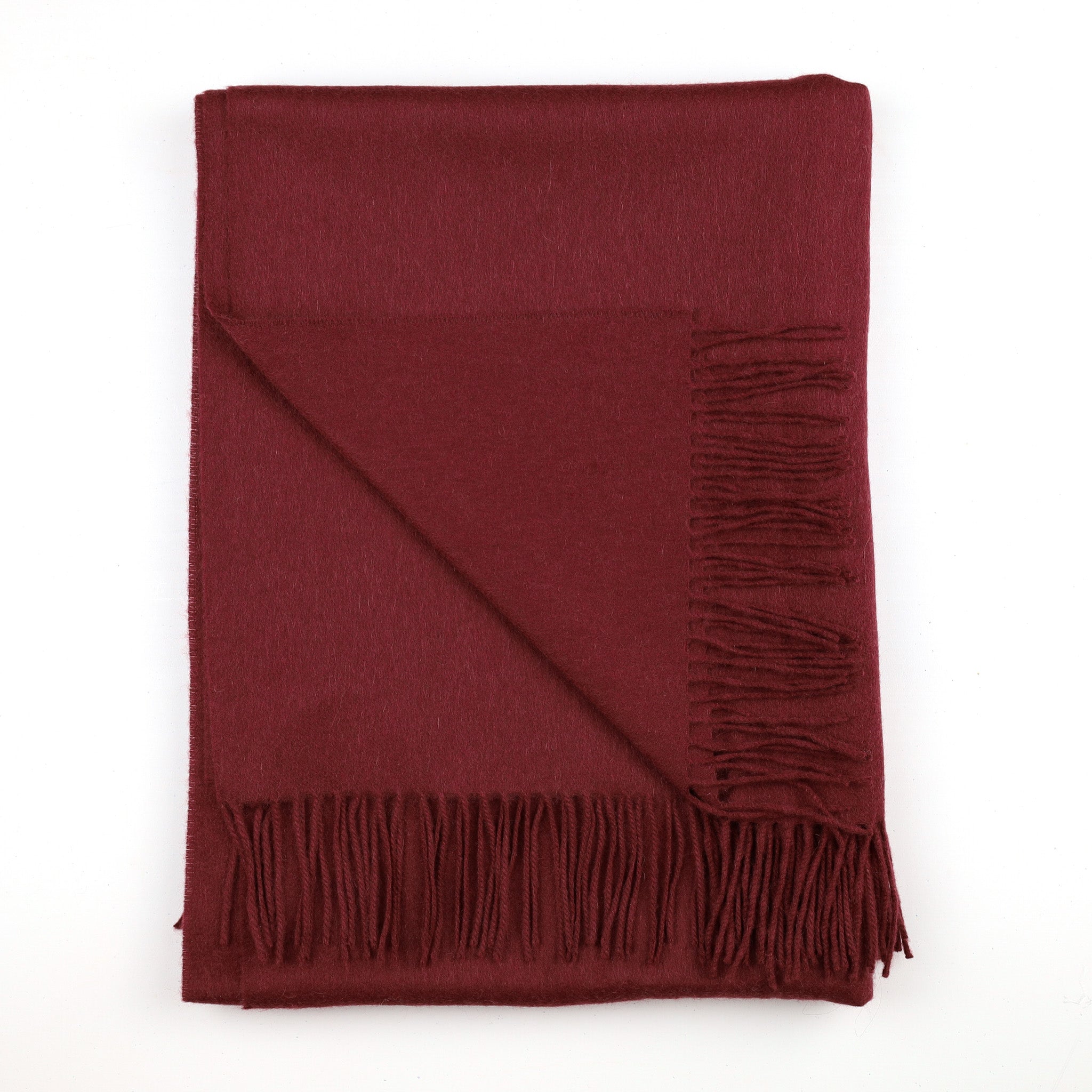 Brand New Scottish Burgundy Red Woven Cashmere Blanket