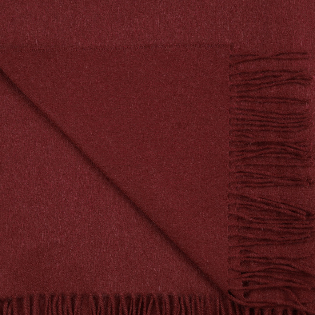 Brand New Scottish Burgundy Red Woven Cashmere Blanket