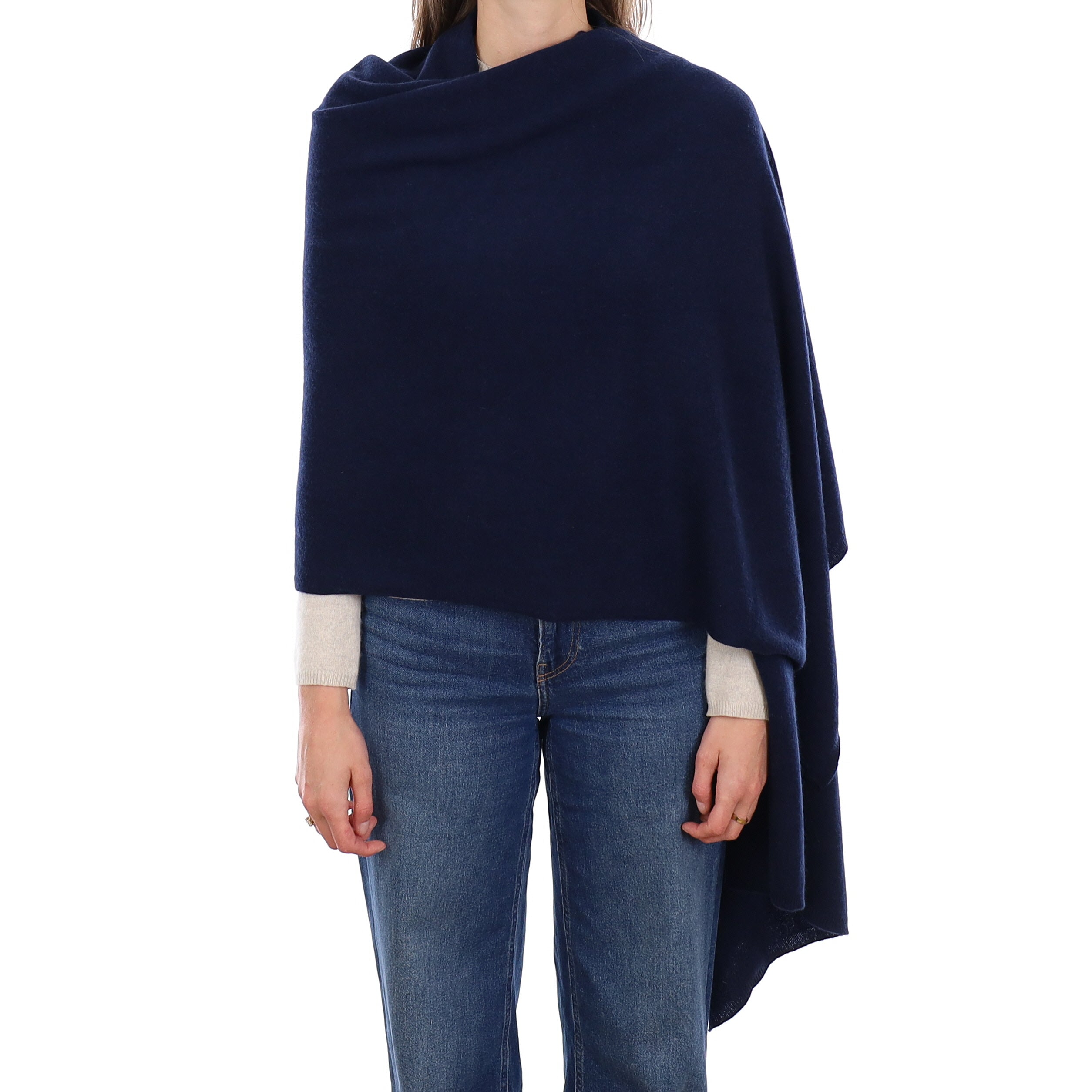 Brand New Navy Recycled Cashmere Luxury Wrap