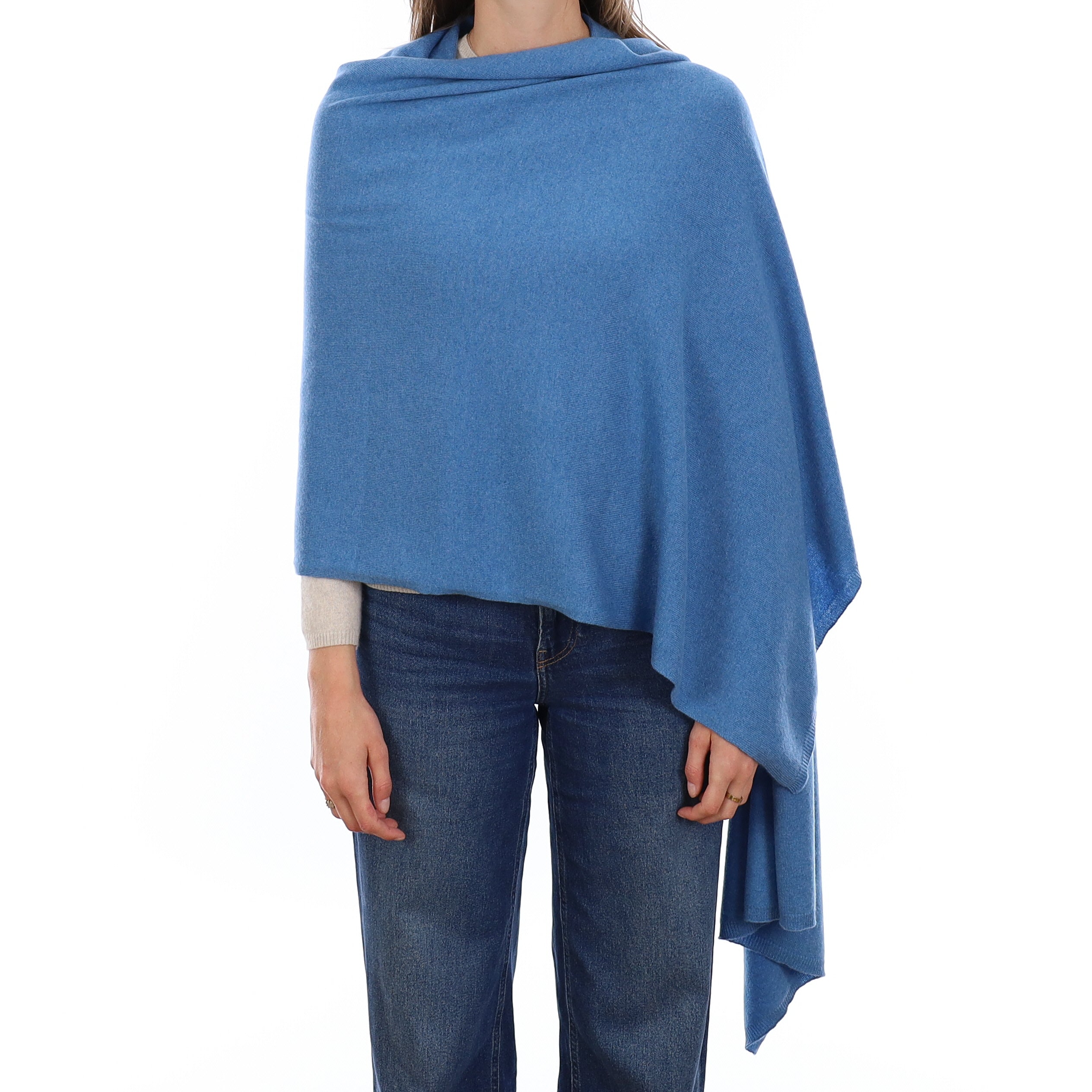 Brand New Mediterranean Blue Recycled Cashmere Luxury Wrap
