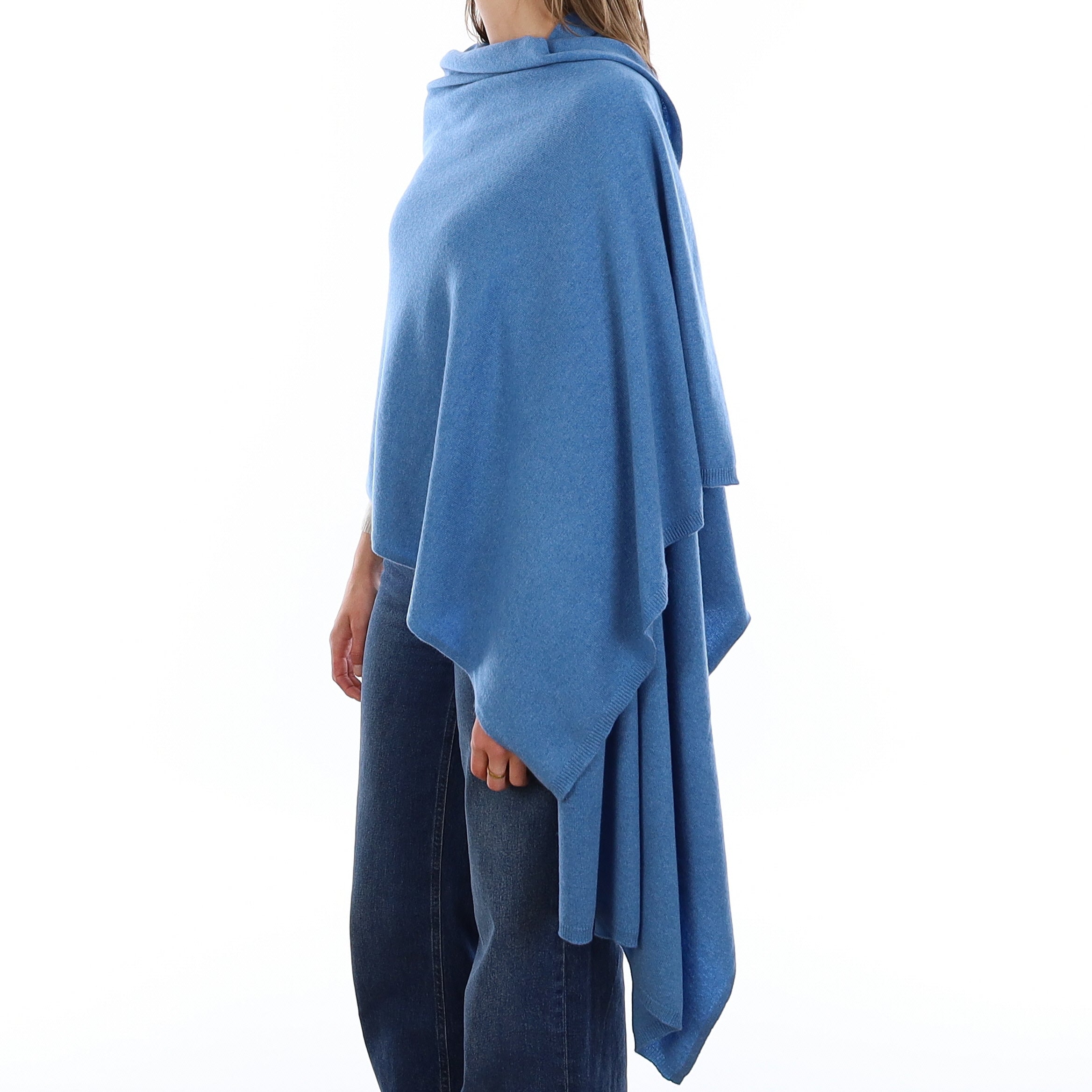 Brand New Mediterranean Blue Recycled Cashmere Luxury Wrap