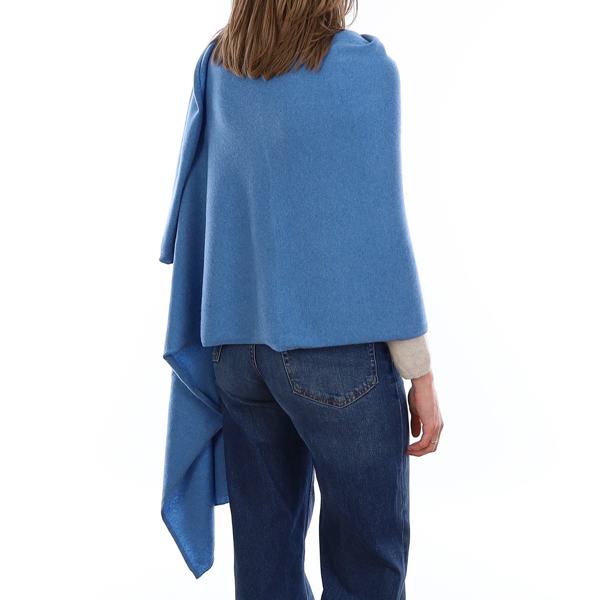 Brand New Mediterranean Blue Recycled Cashmere Luxury Wrap