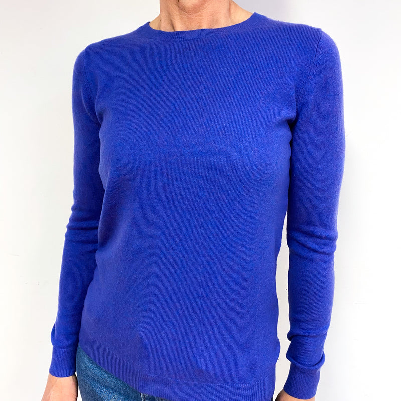 Cobalt Blue Cashmere Crew Neck Jumper Medium