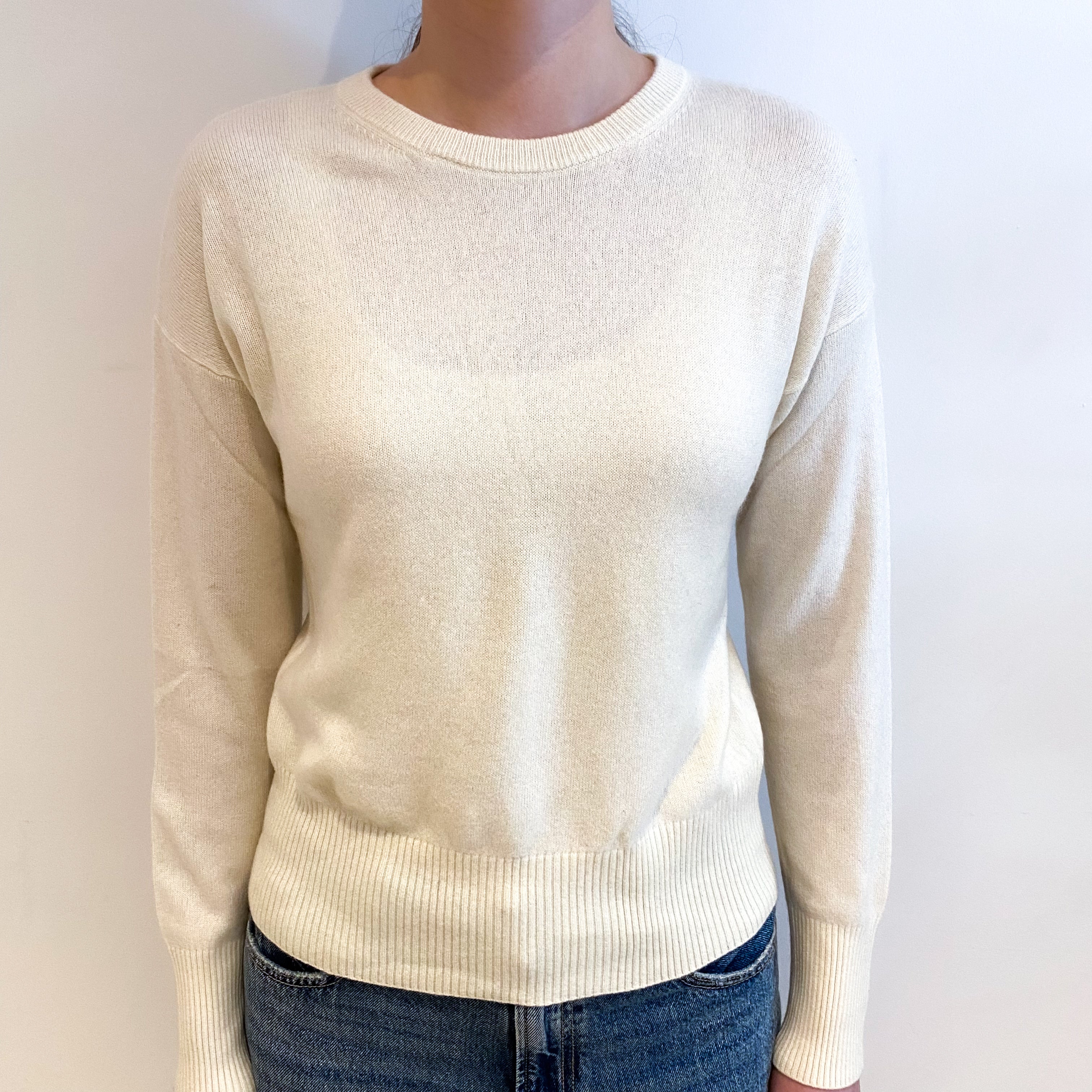 Vanilla Cream Cashmere Crew Neck Jumper Extra Small