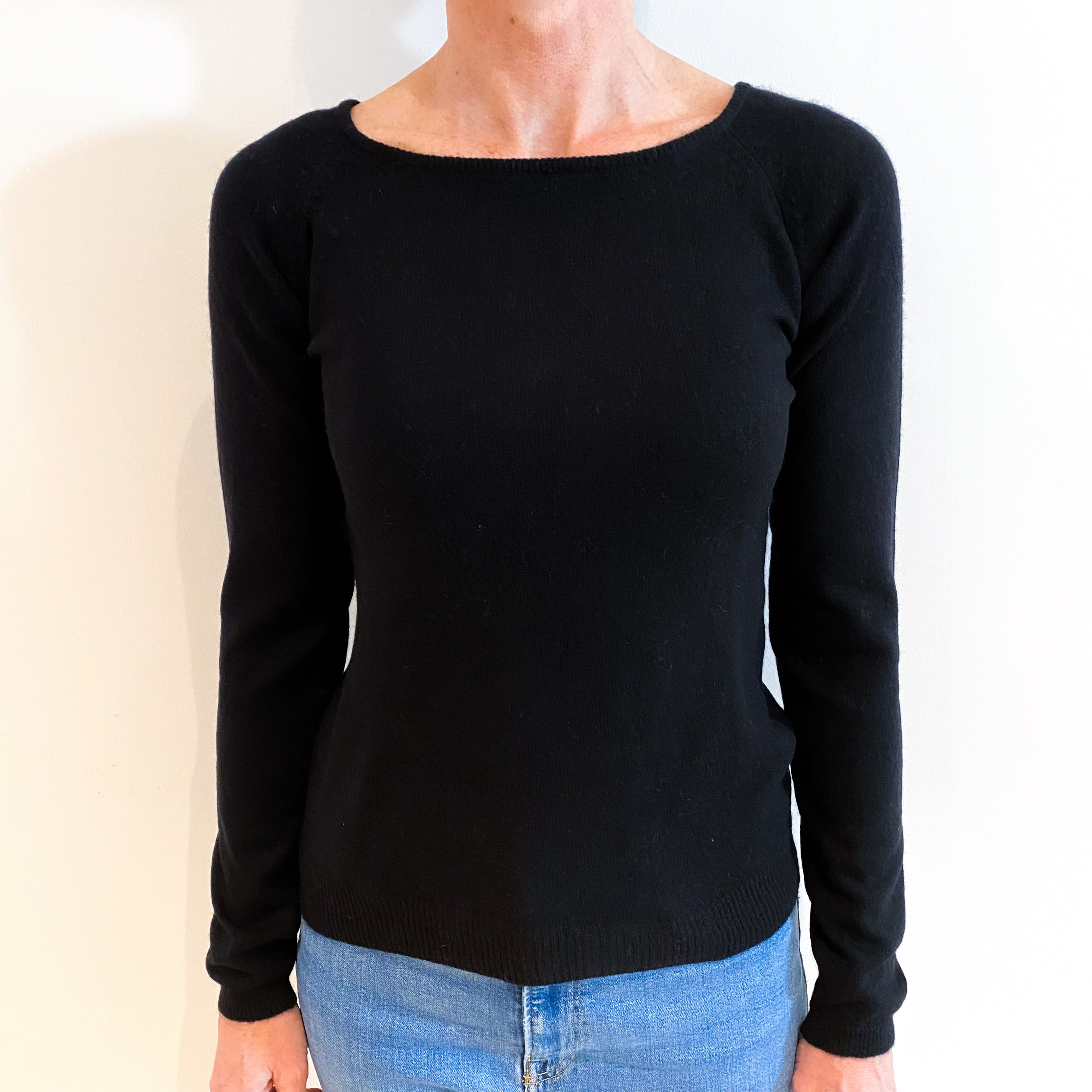 Black Cashmere Scoop Neck Jumper Small