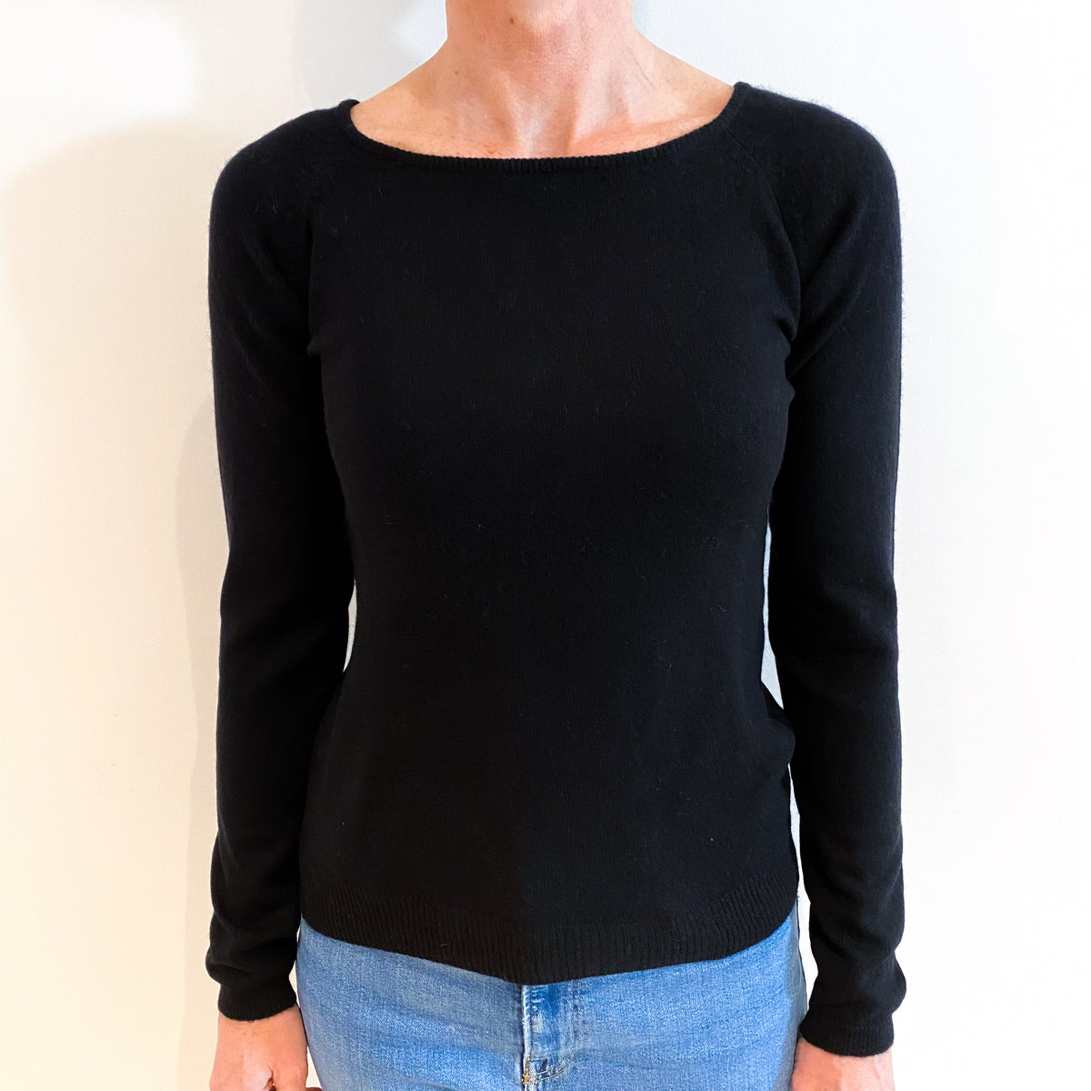 Black Cashmere Scoop Neck Jumper Small