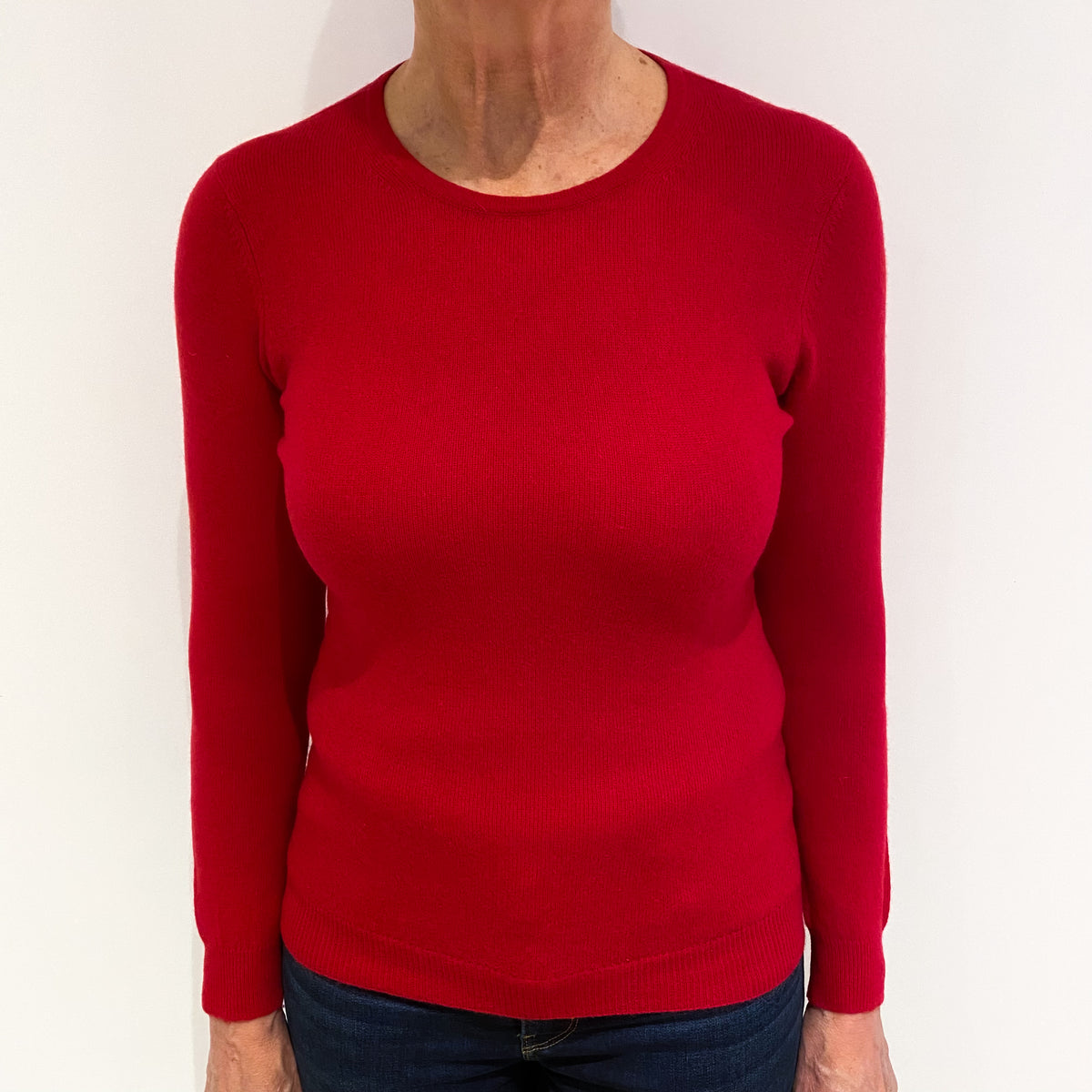 Berry Red Cashmere Crew Neck Jumper Medium