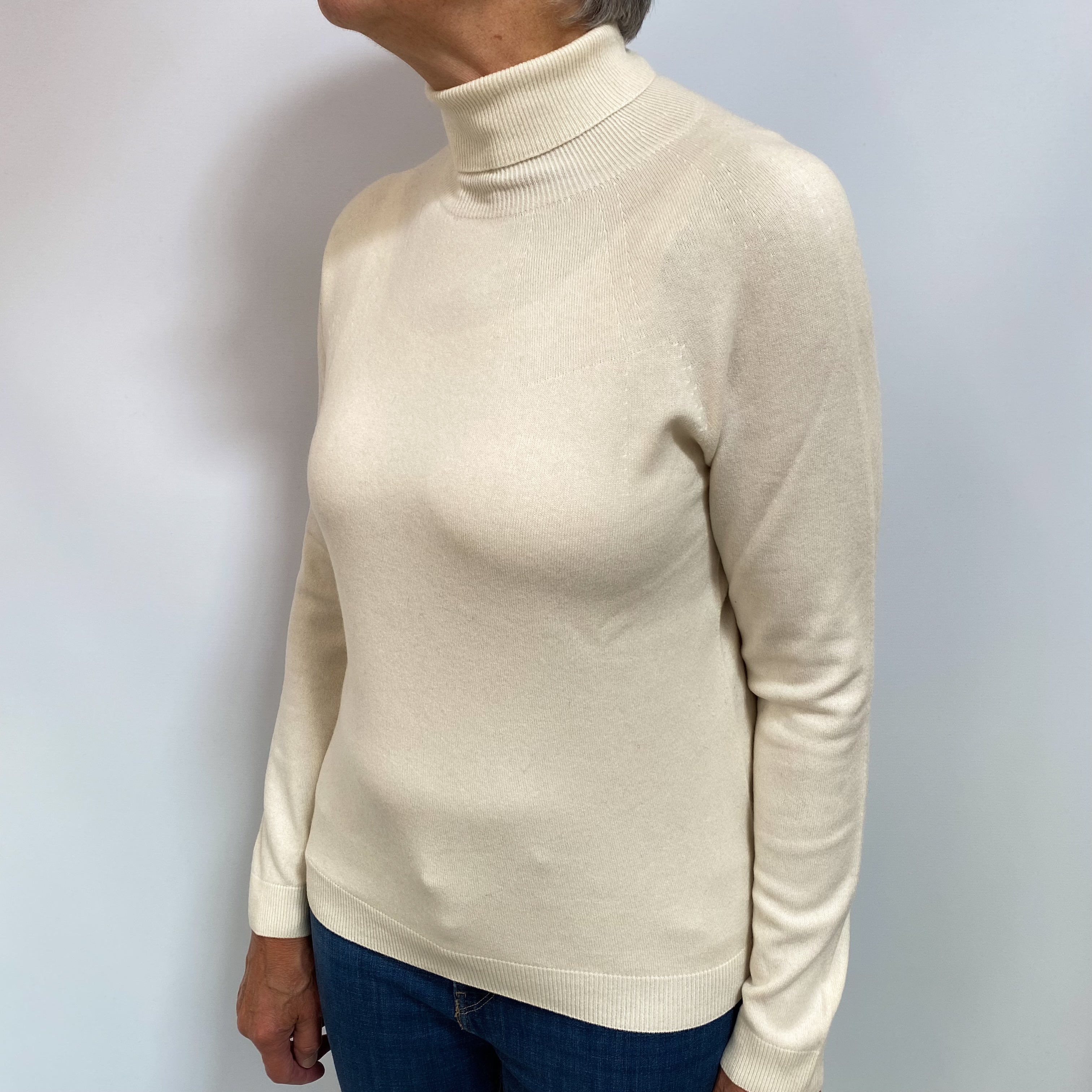 Cream Cashmere Polo Neck Jumper Medium