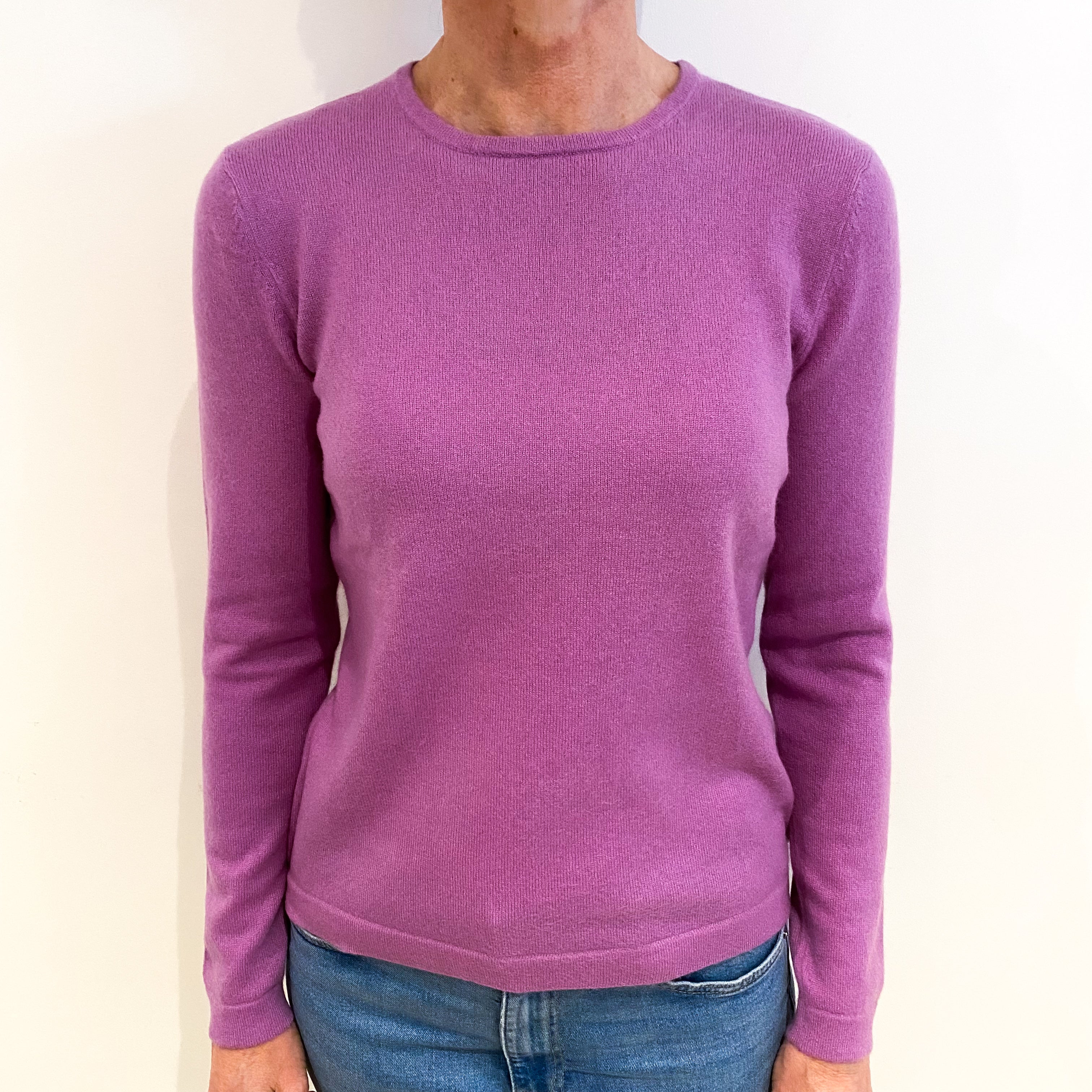 Lilac Purple Cashmere Crew Neck Jumper Small