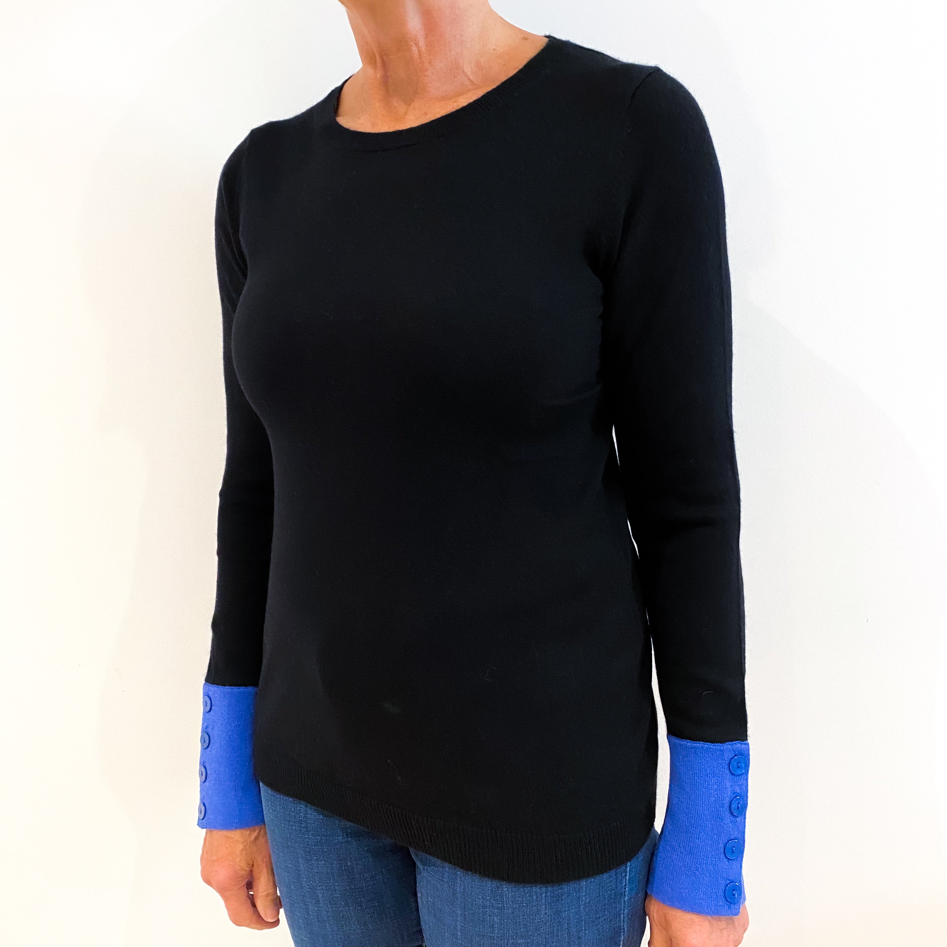 Black Cashmere Crew Neck Jumper Medium