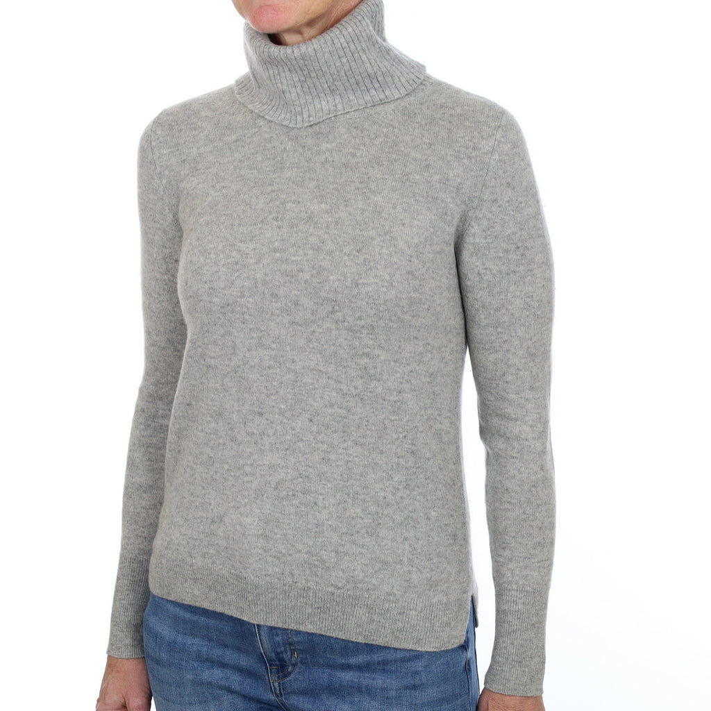 Smoke Grey Cashmere Polo Neck Jumper Small