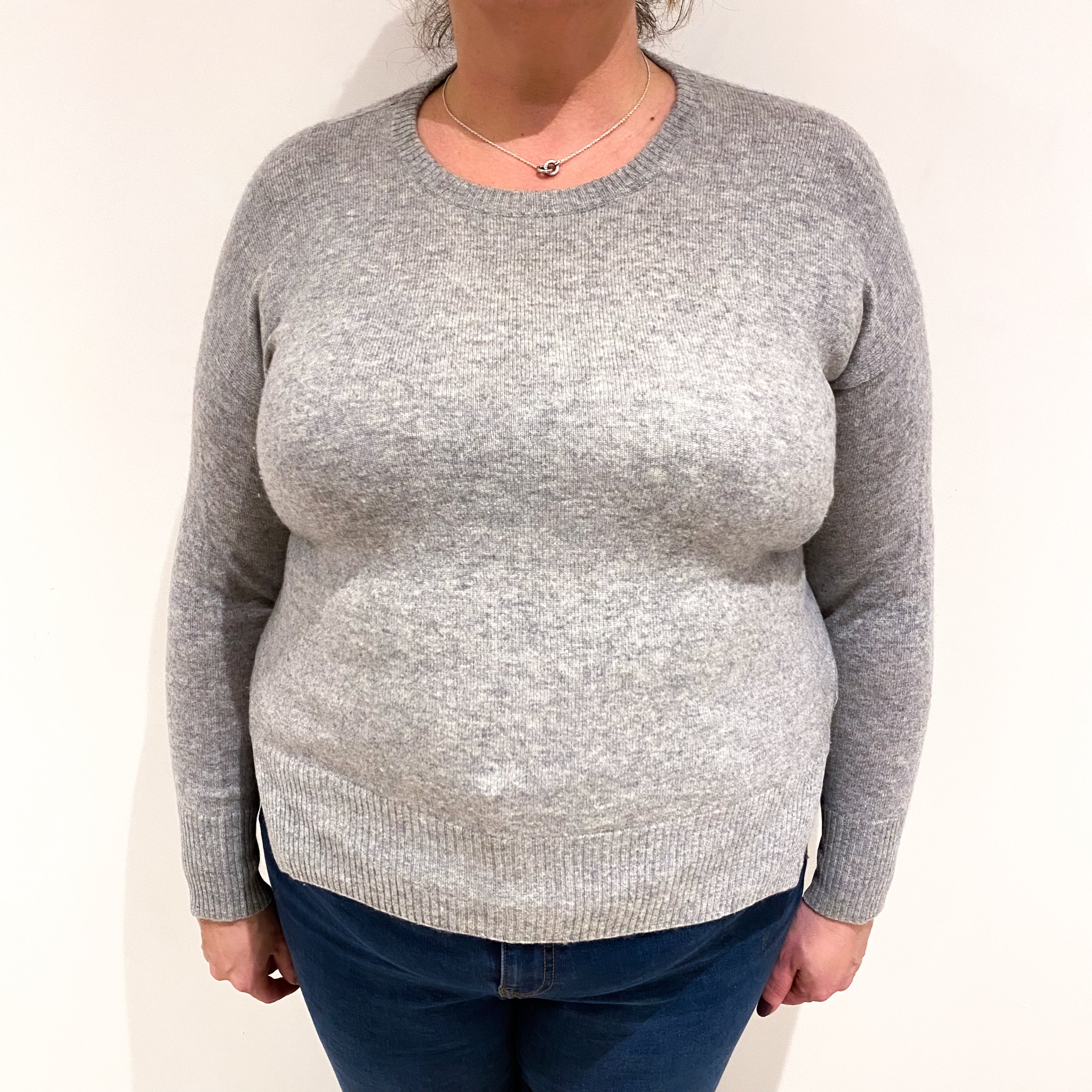 Smoke Grey Cashmere Crew Neck Jumper Extra Large