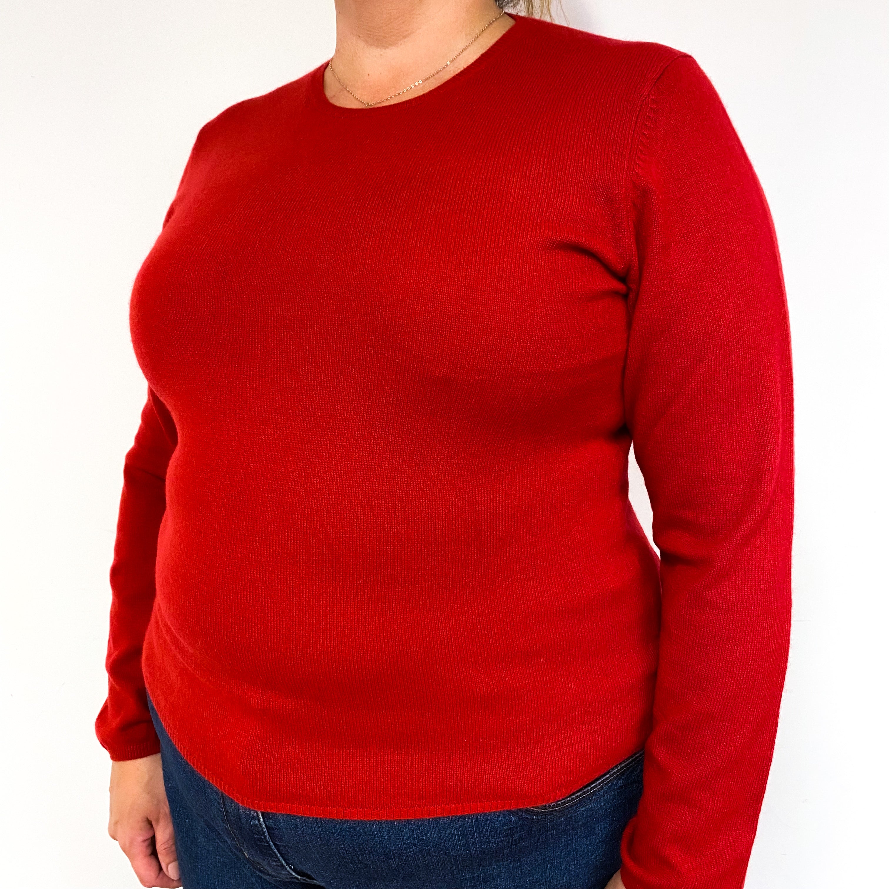 Post Box Red Cashmere Crew Neck Jumper Extra Large