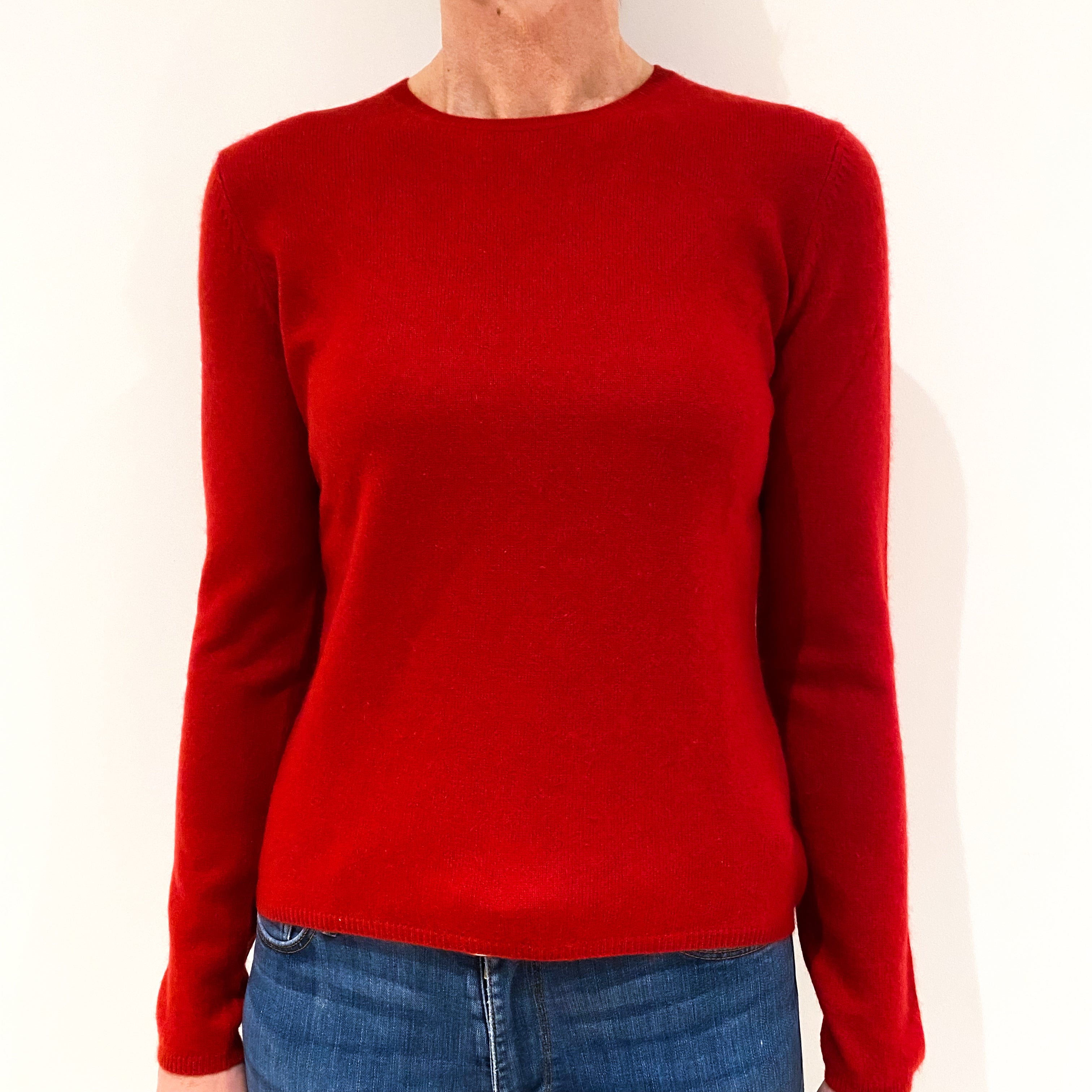 Post Box Red Cashmere Crew Neck Jumper Small