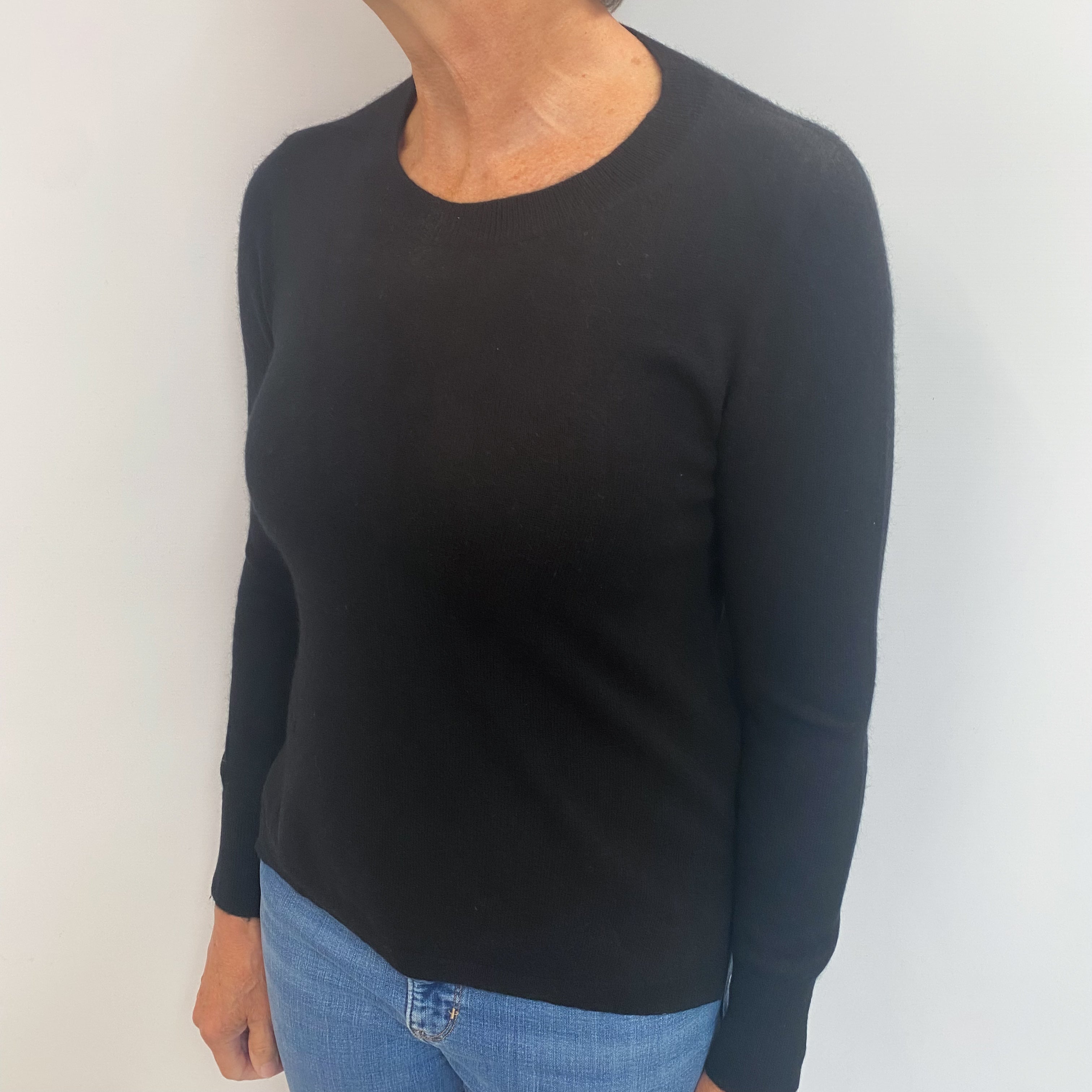 Black Cashmere Crew Neck Jumper Medium