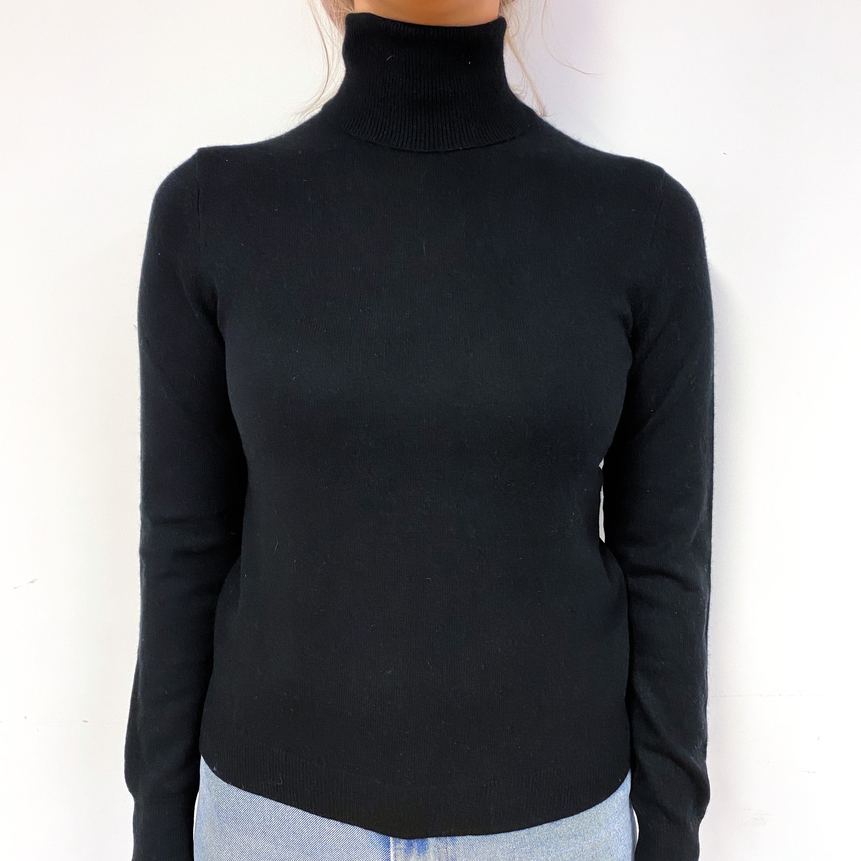 Black Cashmere Polo Neck Jumper Small